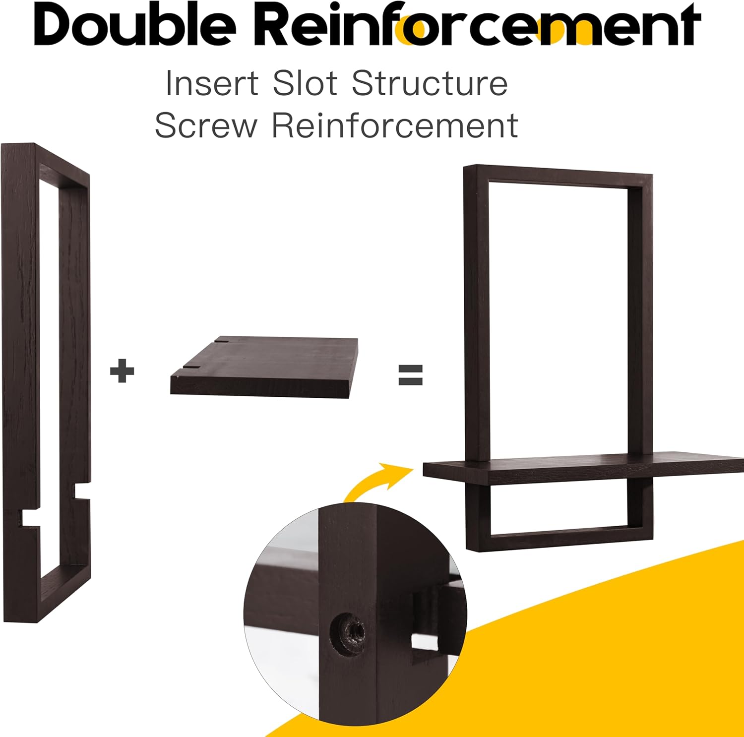 PHOENANCEE Square Floating Shelves Set of 2 Black Modern Chic