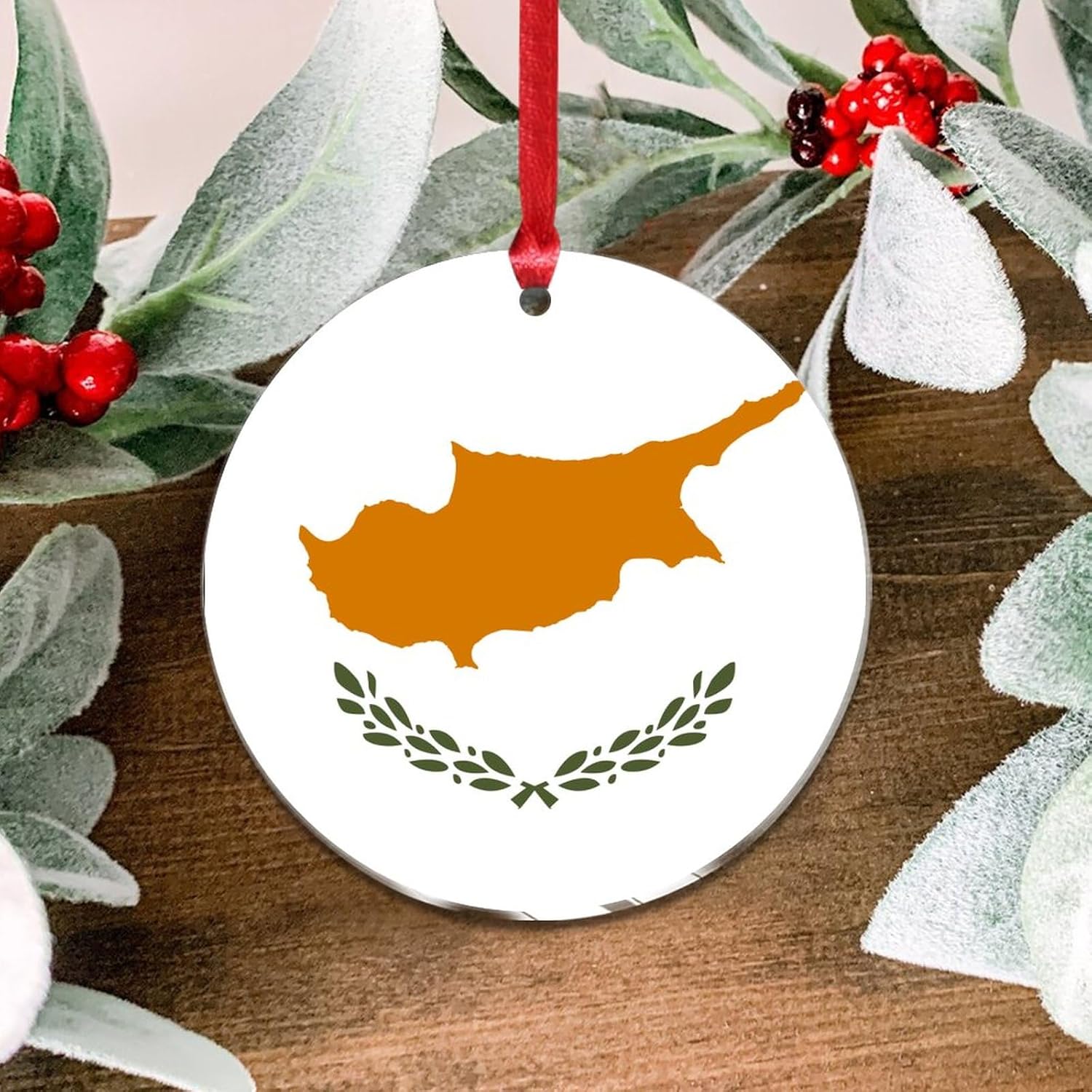 3 Clear Acrylic Christmas Ornaments 2023 Cyprus Flags Decorative Baubles