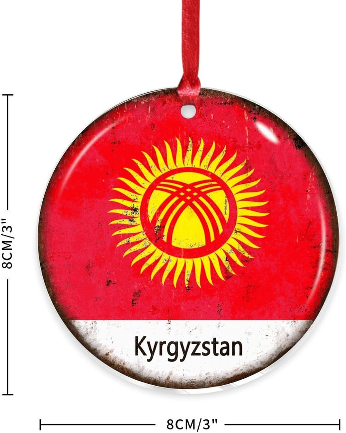 3 inch Acrylic Christmas Ornaments 2024 Kyrgyzstan Flag Decor