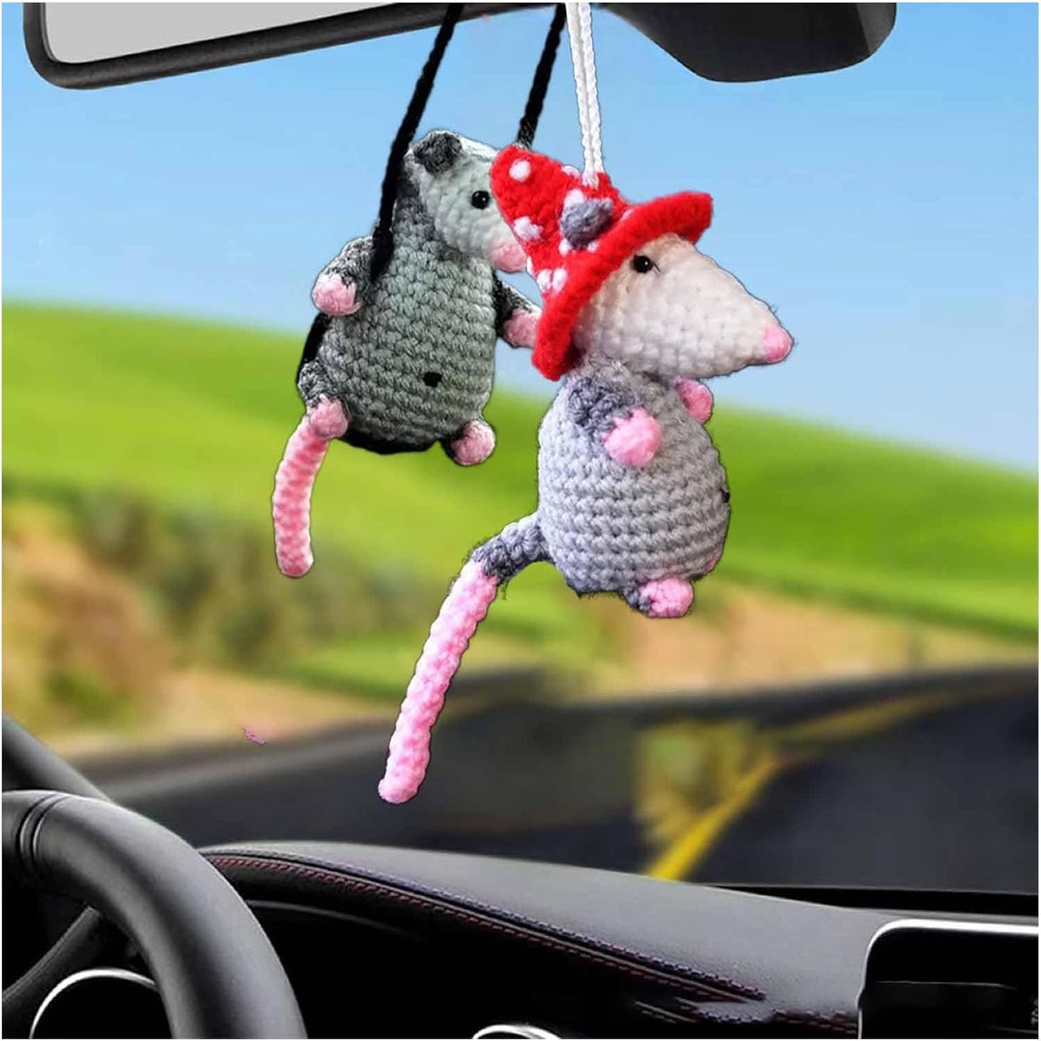Possum Car Charm Cute Handmade Knitted Car Pendant