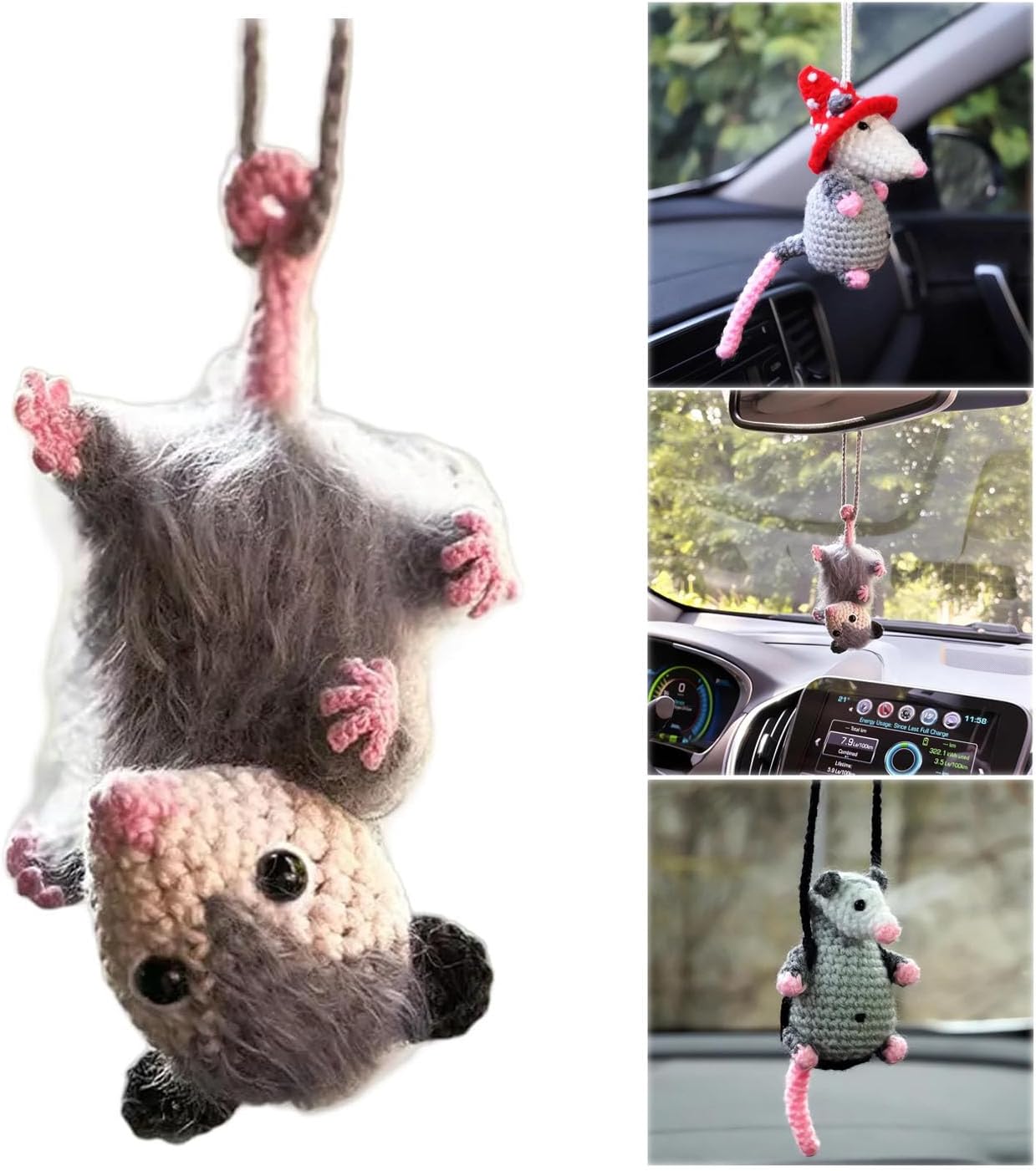 Possum Car Charm Cute Handmade Knitted Car Pendant