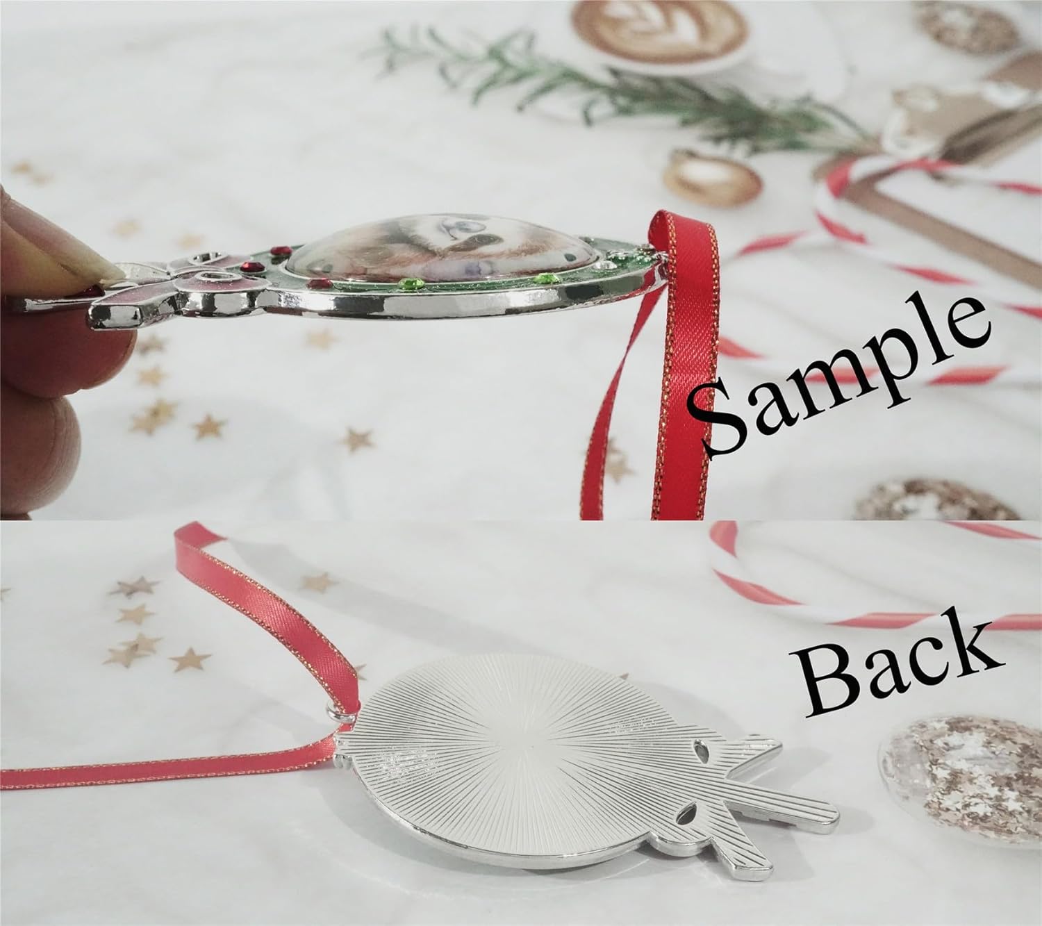 Gixpop Glitter Lollipop Christmas Ornament with Robin Bird