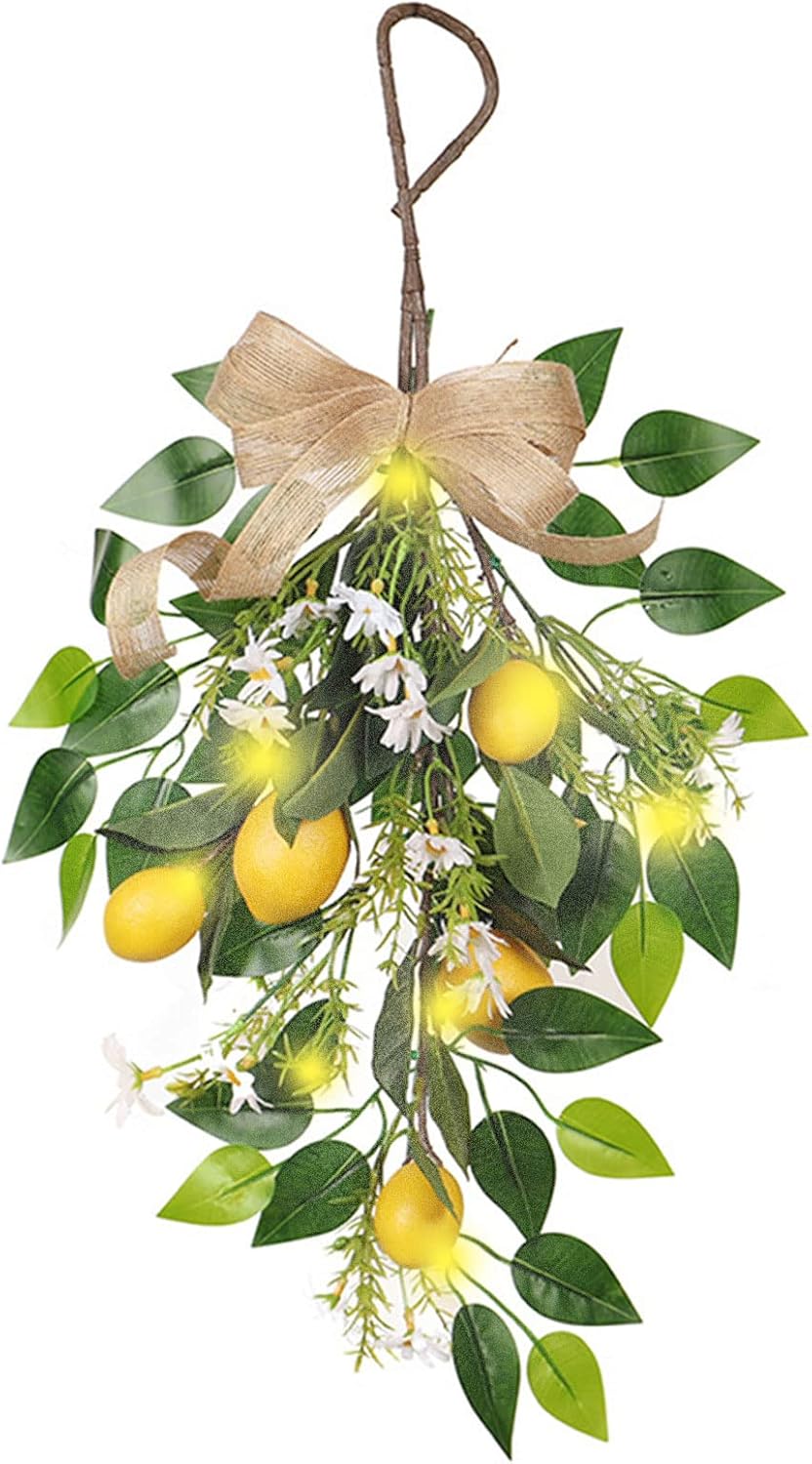 236in Artificial Lemon Daisy Swag with Bow