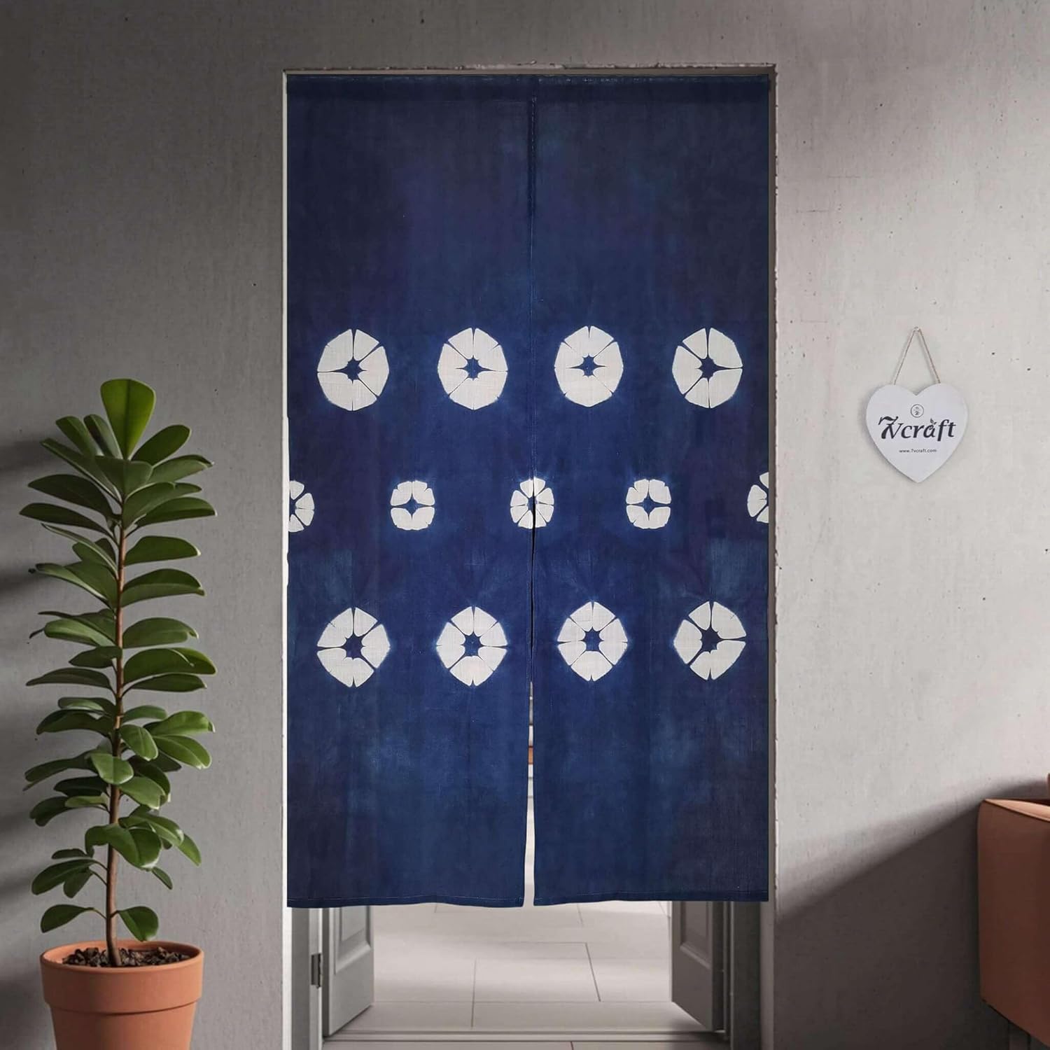 Hand-Dyed Japanese Door Curtain Shibori Noren Panel 335x59in