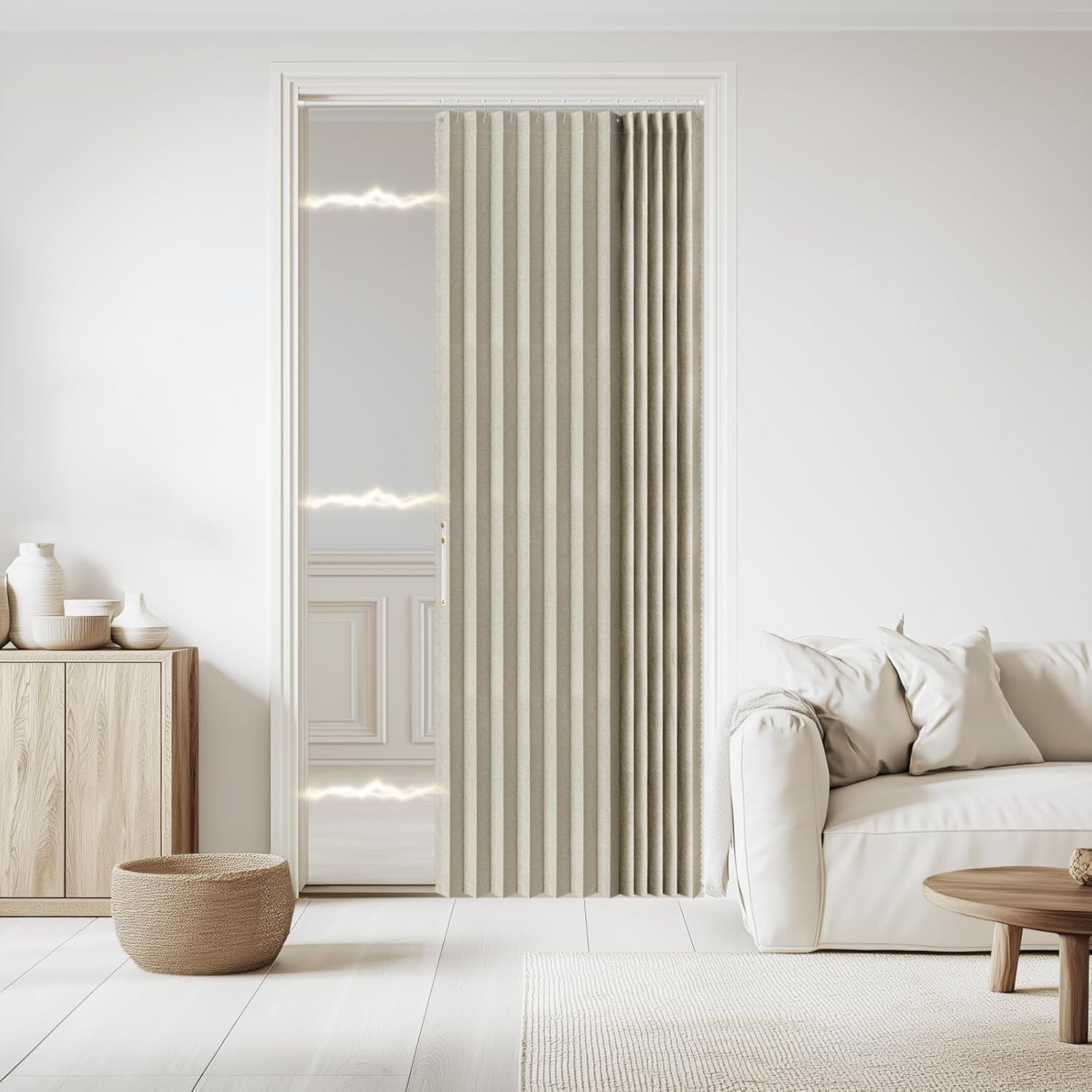 Jilron Blackout Accordion Door Curtain Off White 1 Panel