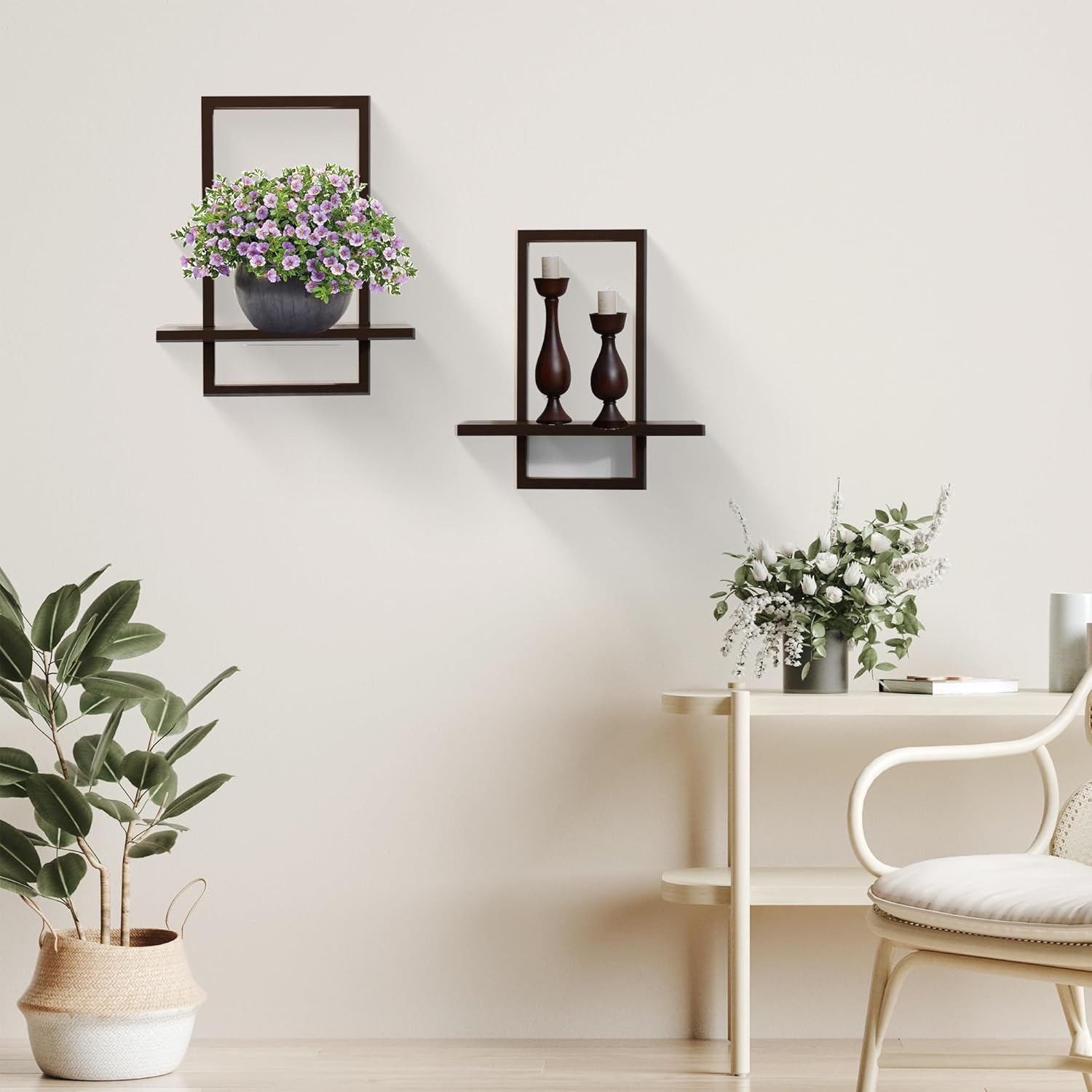 PHOENANCEE Square Floating Shelves Set of 2 Black Modern Chic