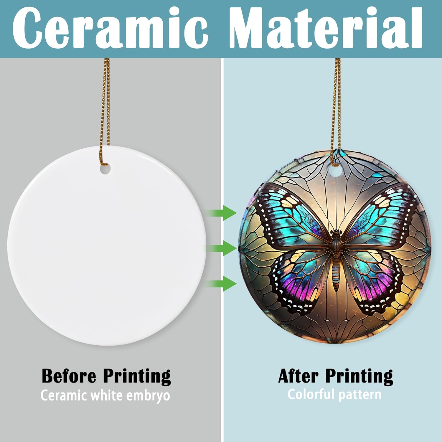 Colorful Ceramic Butterfly Christmas Ornament for Tree
