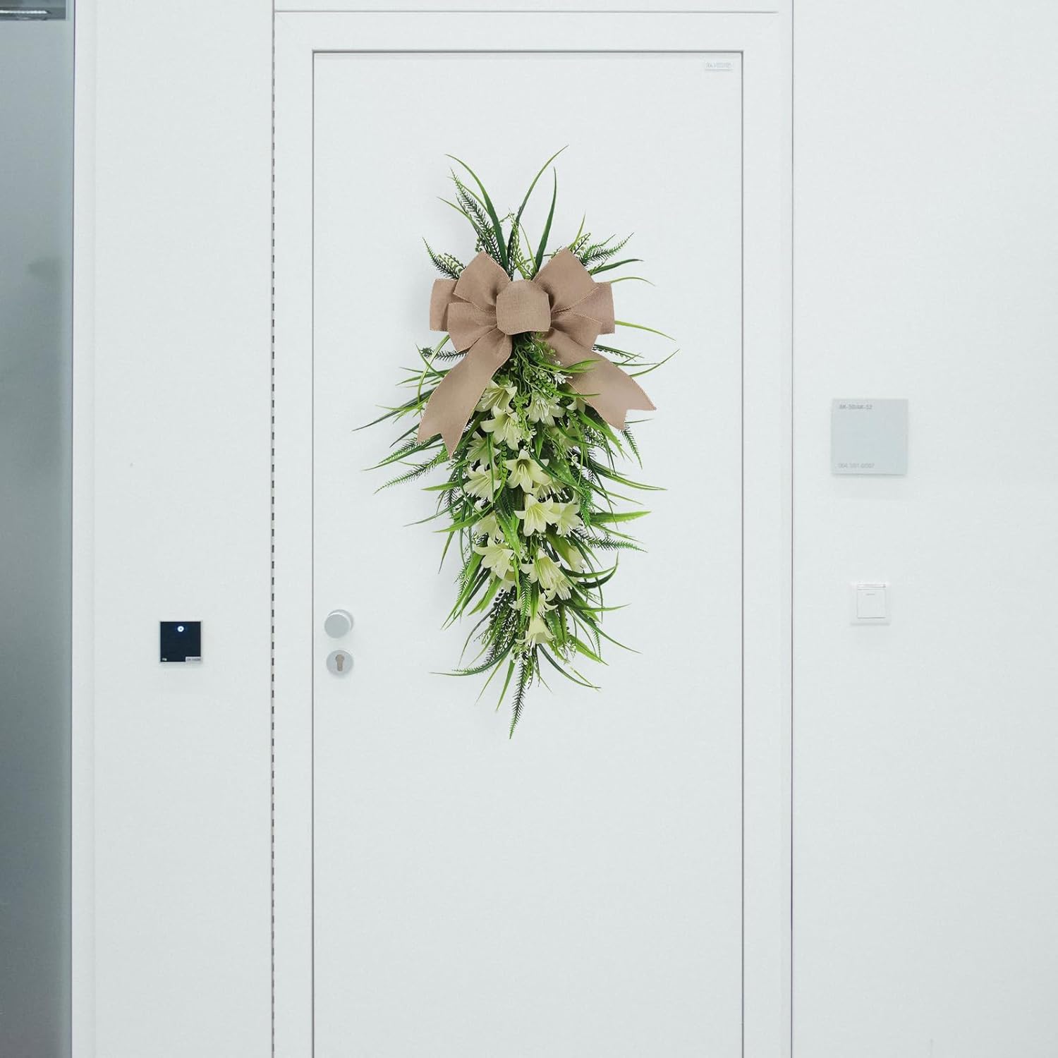 236in Spring Teardrop Lilies Wreath with Bow