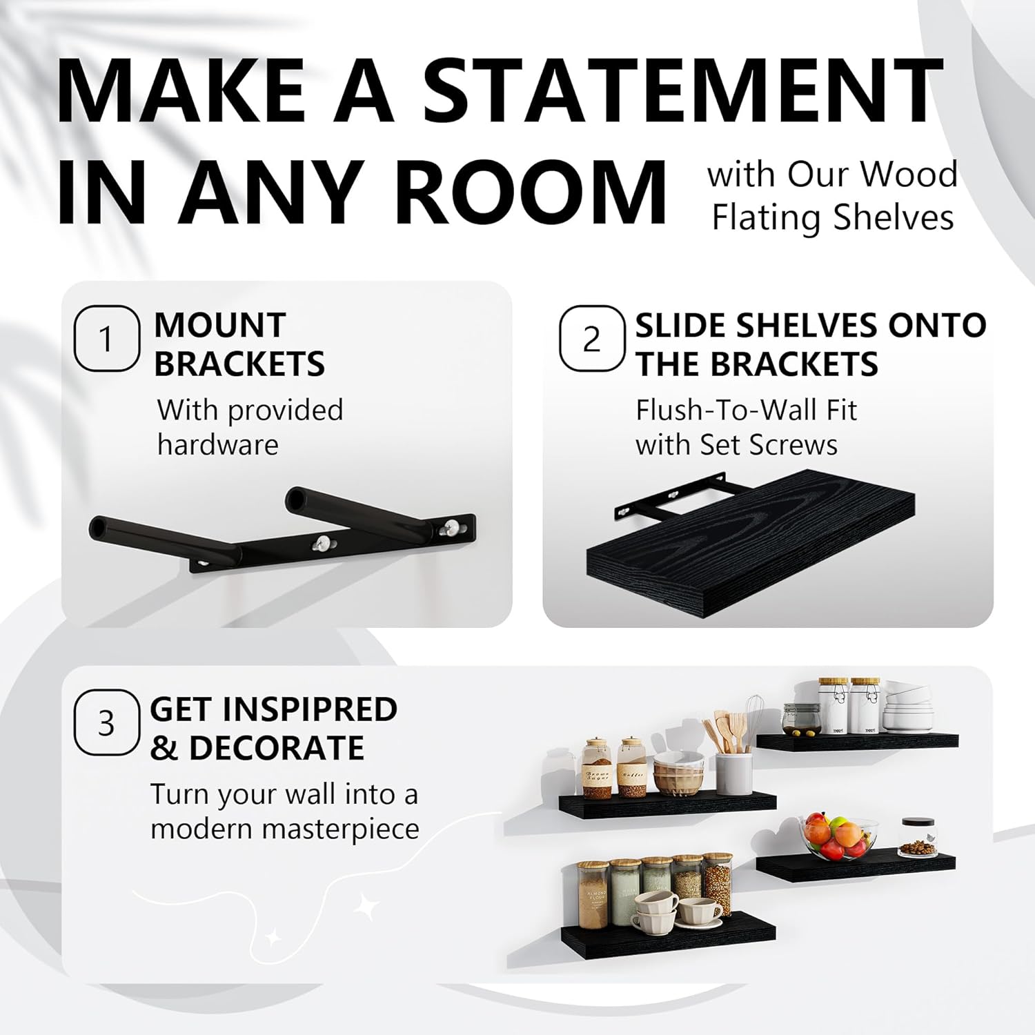 Brown Floating Wall Shelves with Invisible Brackets