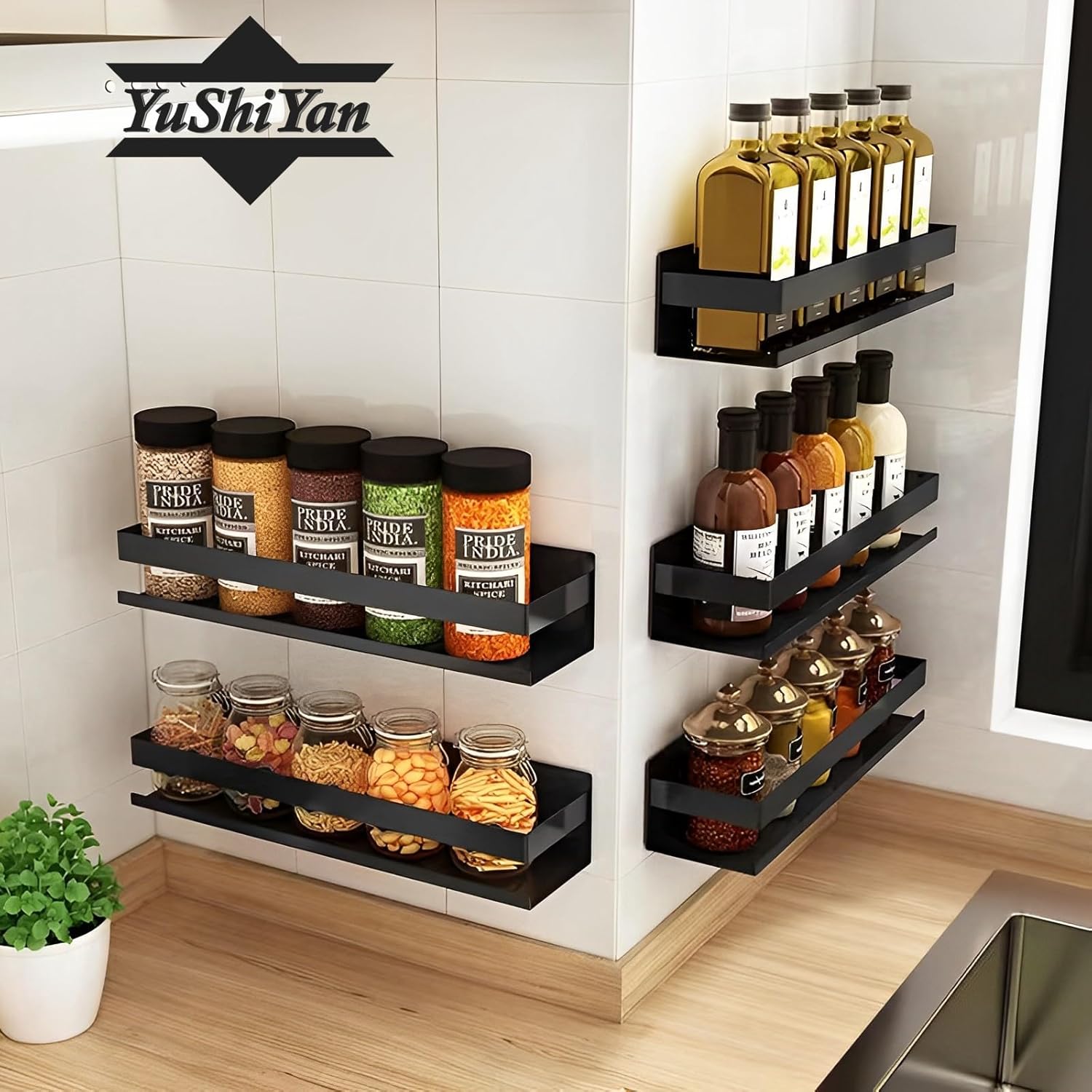 YuShiYan Floating Stainless Steel Shelves Set of 1 Black