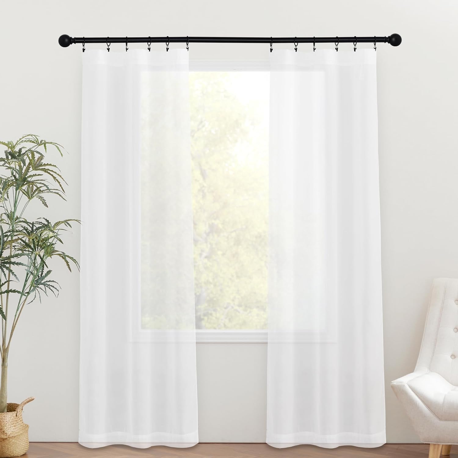 NICETOWN 2 Panels French Door Curtains Sheer Voile
