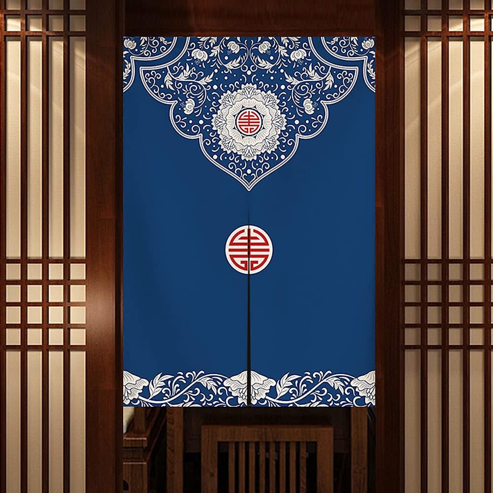 Japanese Noren Door Curtain Panel Navy Blue 29x59 Inch