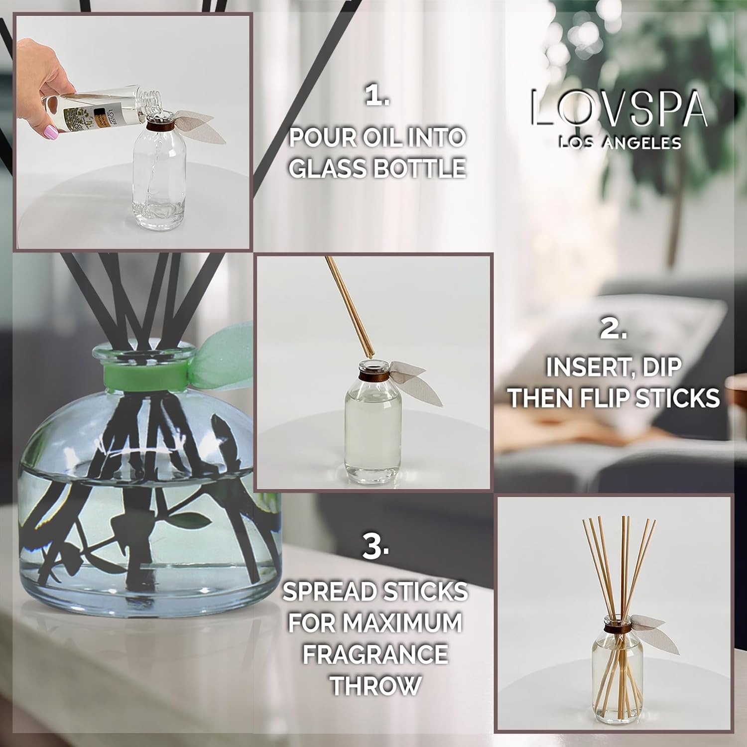 LOVSPA Unwind Peppermint Eucalyptus Diffuser Oil Refill with Reeds
