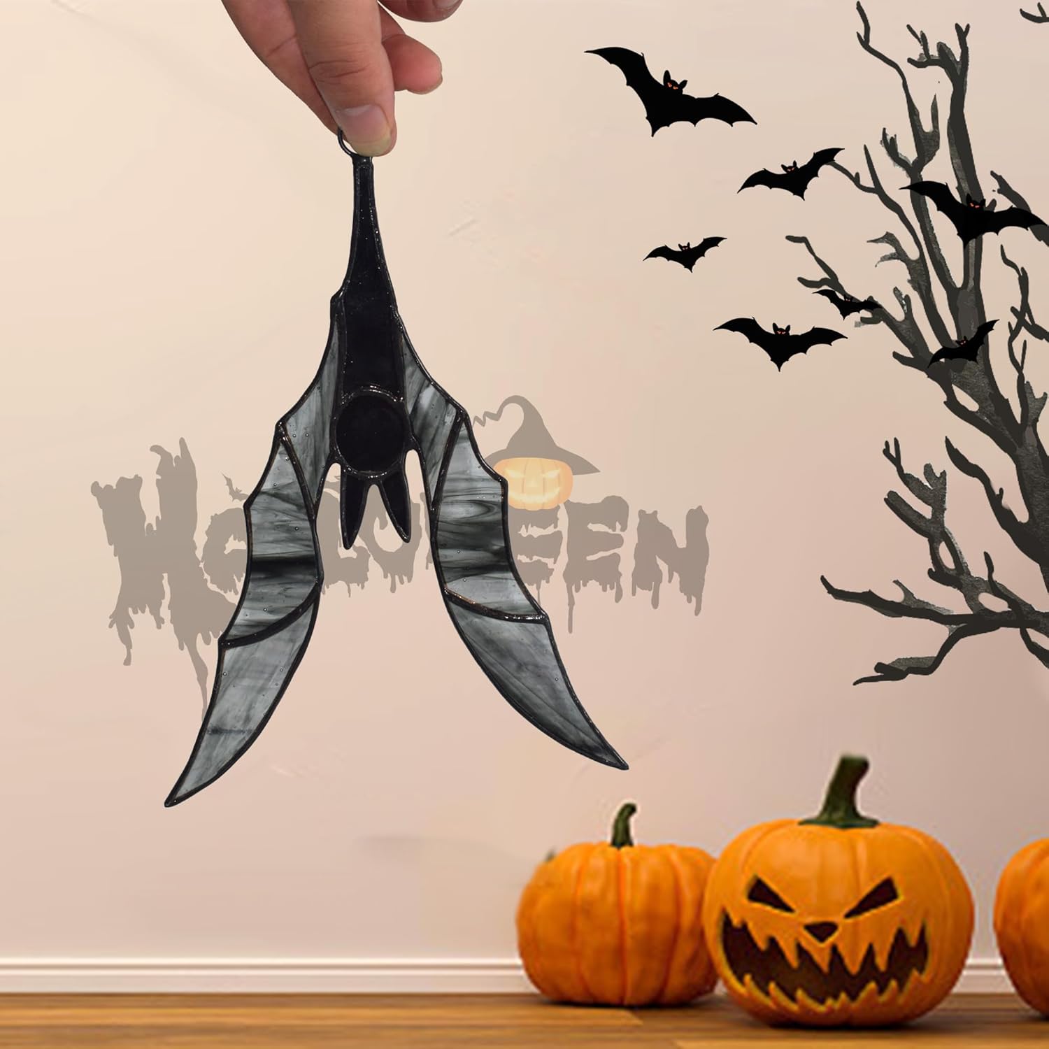 Velasyart Bat Stained Glass Window Hanging