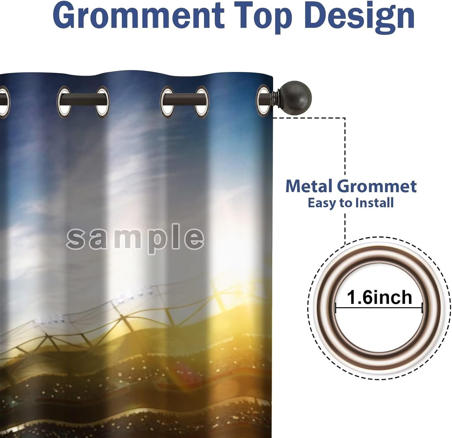 Jekeno Great Wave Blackout Curtains 2 Panels Set