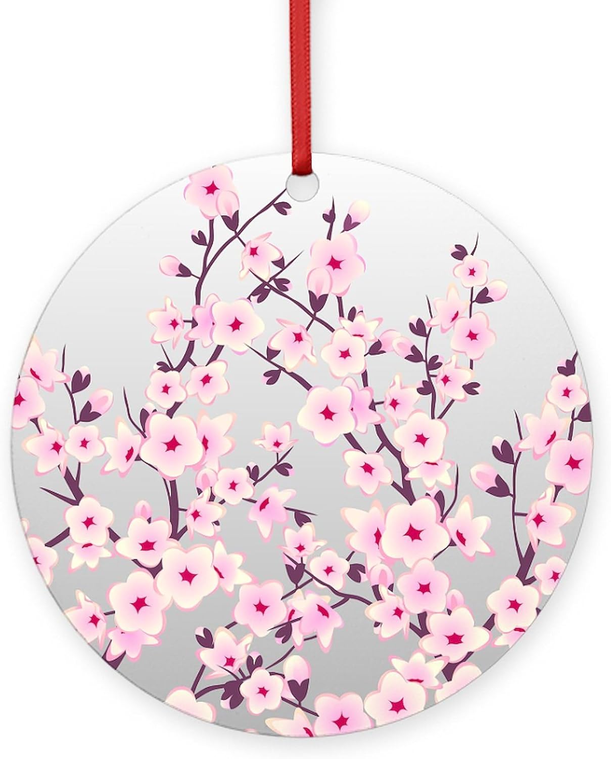 CafePress Cherry Blossom Round 4 Inch MDF Wooden Hanging Ornament
