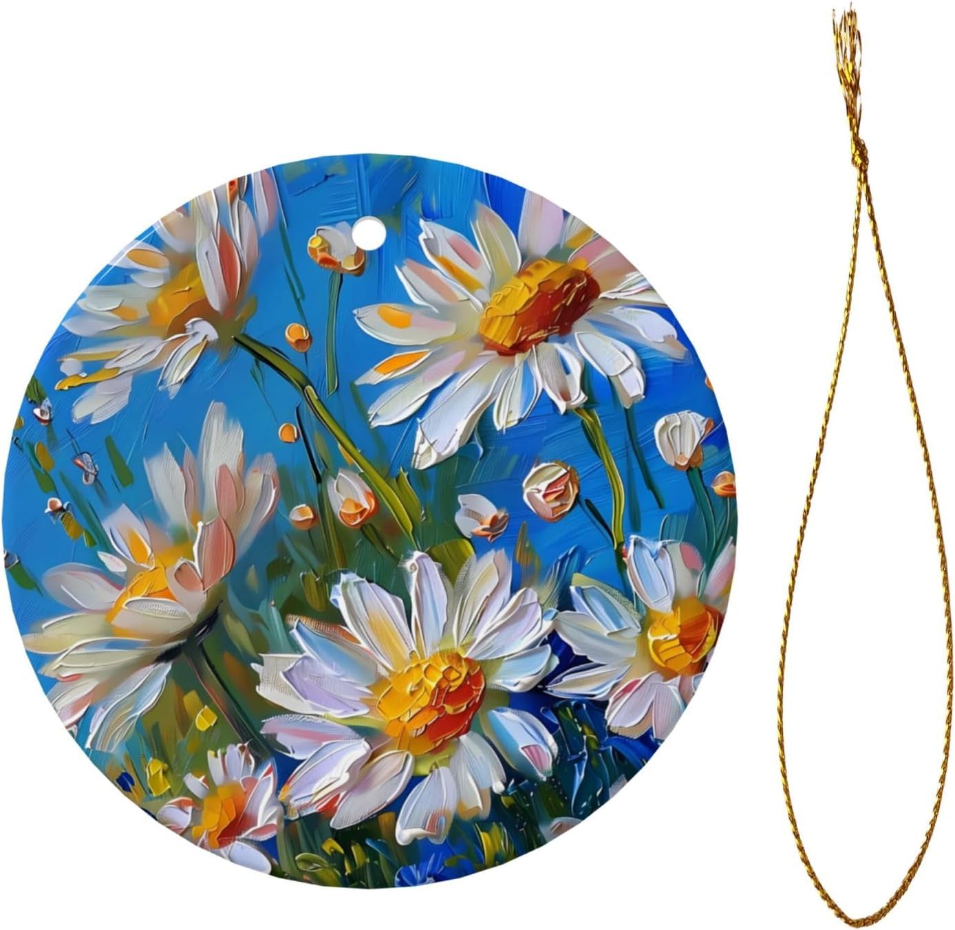 Christmas Ornaments Daisy Flower Ceramic Pendant Decor
