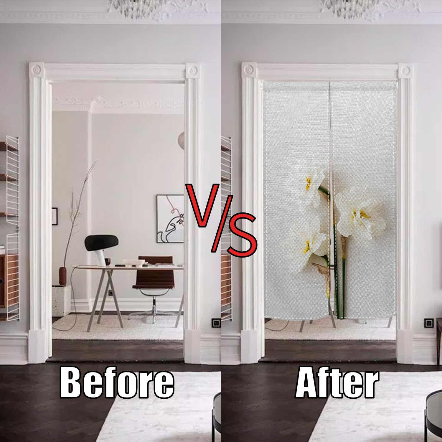 Noren Door Curtain with Bloomy Flower Print