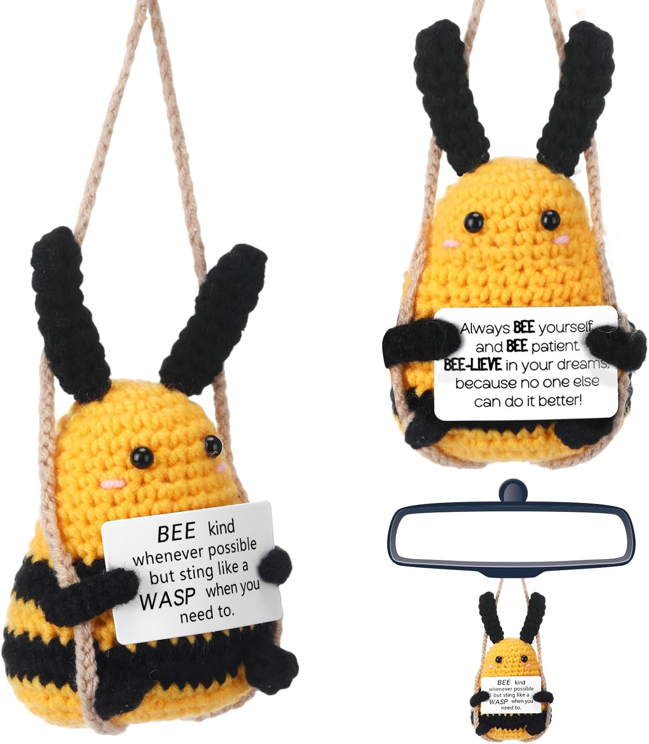 Vercraft Car Mirror Bee Pendant Woven Decor