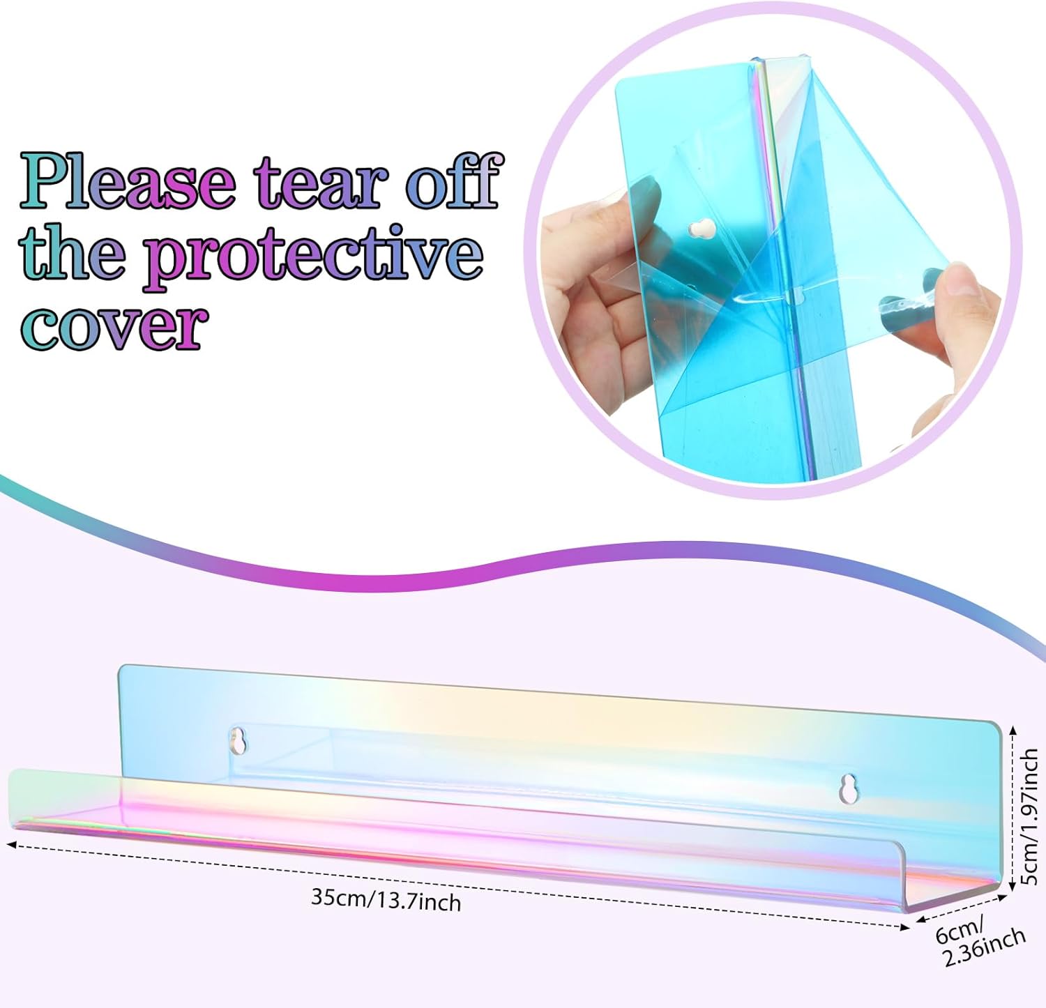 Blulu 8 Pack 14 Inch Acrylic Floating Shelf for Wall Mounting