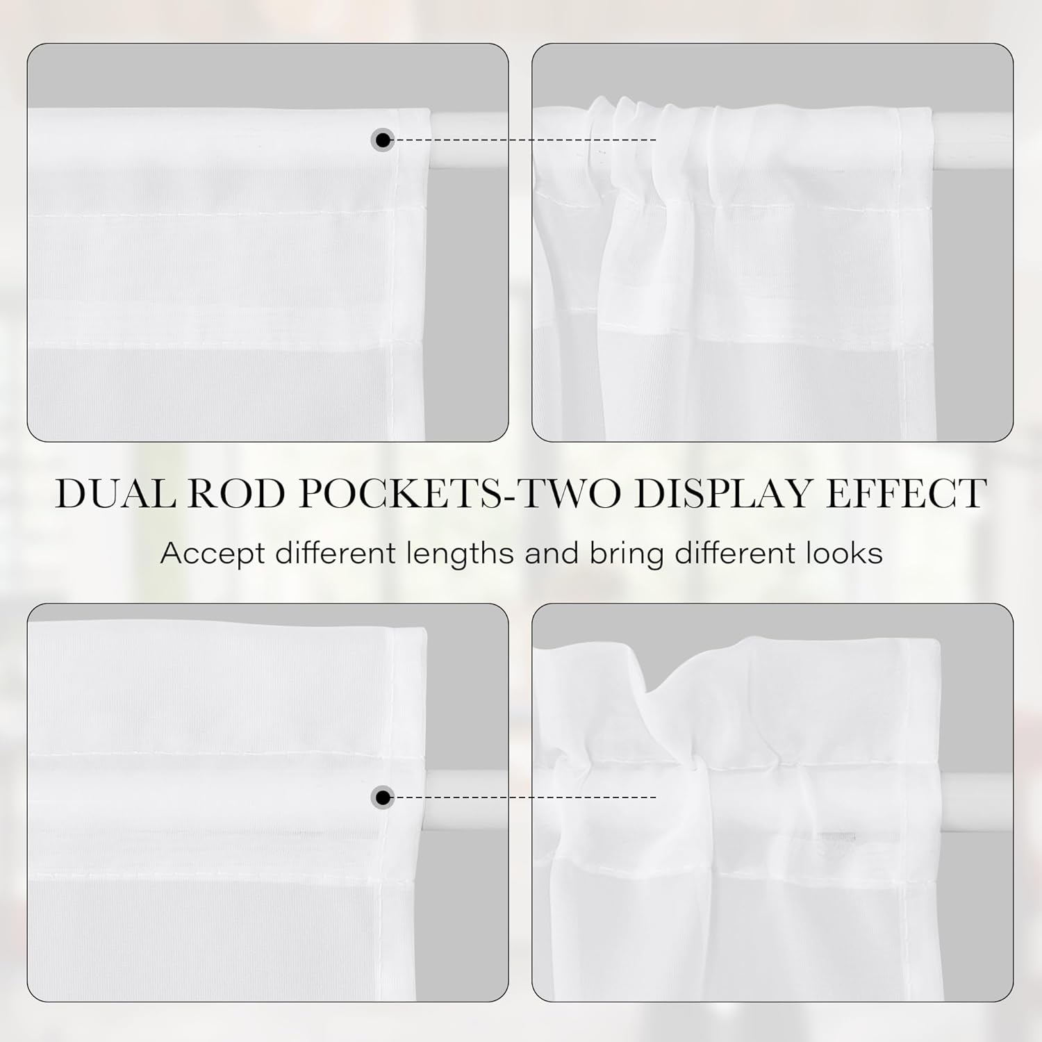 NICETOWN 2 Panels French Door Curtains Sheer Voile