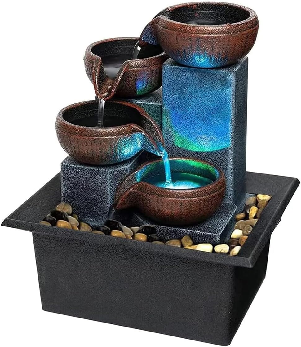 Small Tabletop Waterfall Fountain with LED Light
