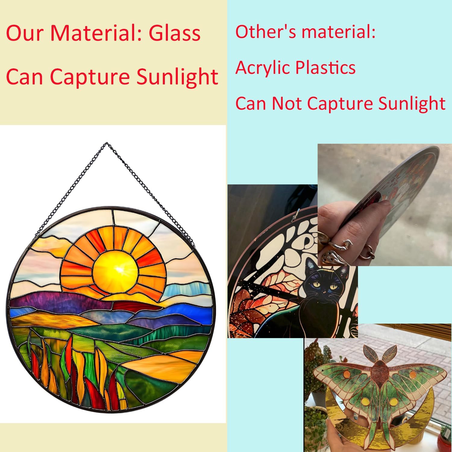 Payutou Sunrise Hanging Stained Glass Window Suncatcher