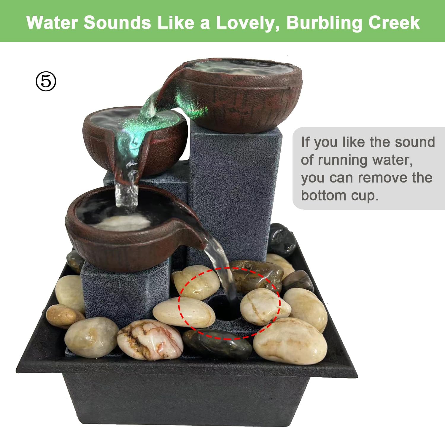 Small Tabletop Waterfall Fountain with LED Light