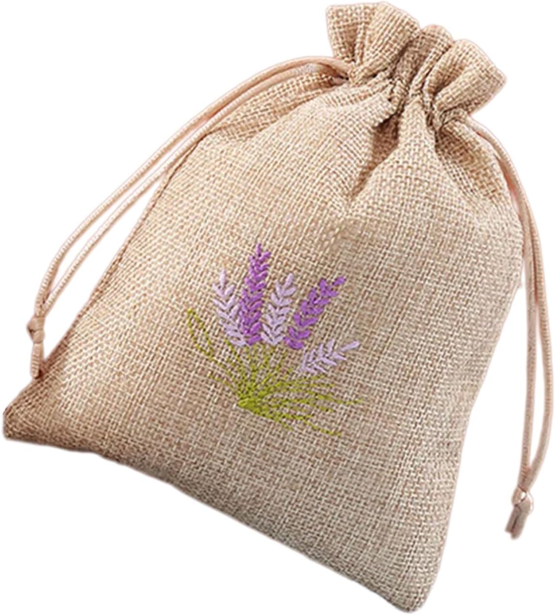 Pack Of 10 Cotton Linen Drawstring Bags for Lavender Storage