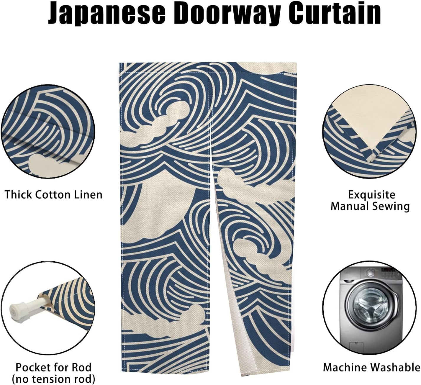 Traditional Japanese Noren Door Curtain for Living Room and Kitchen