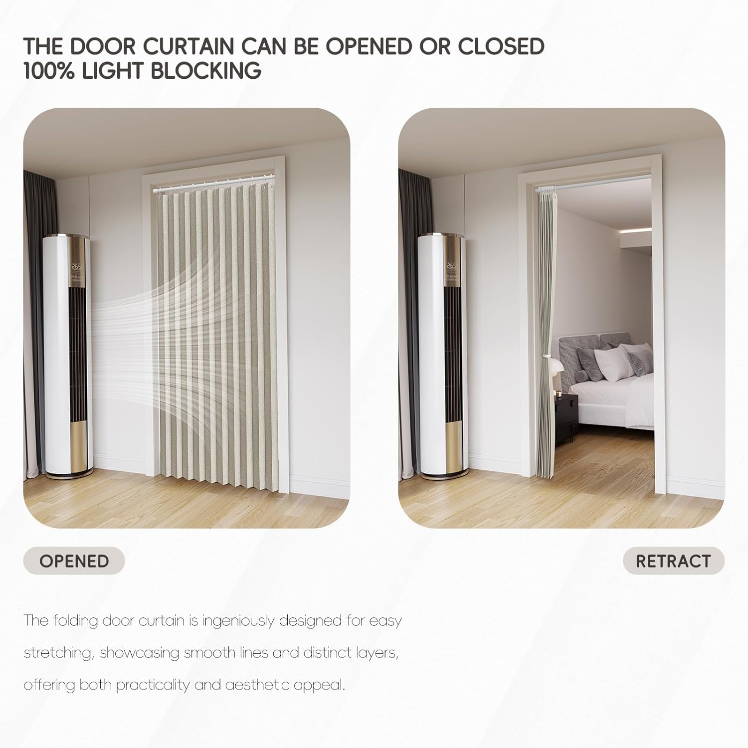 Jilron Blackout Accordion Door Curtain Off White 1 Panel