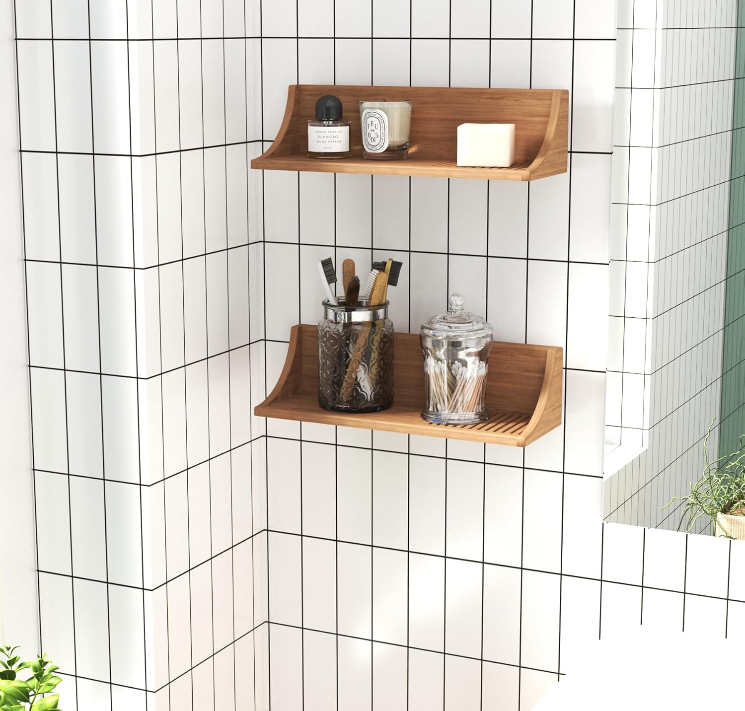 AquaTeak Original Moa Straight Teak Shower Shelf