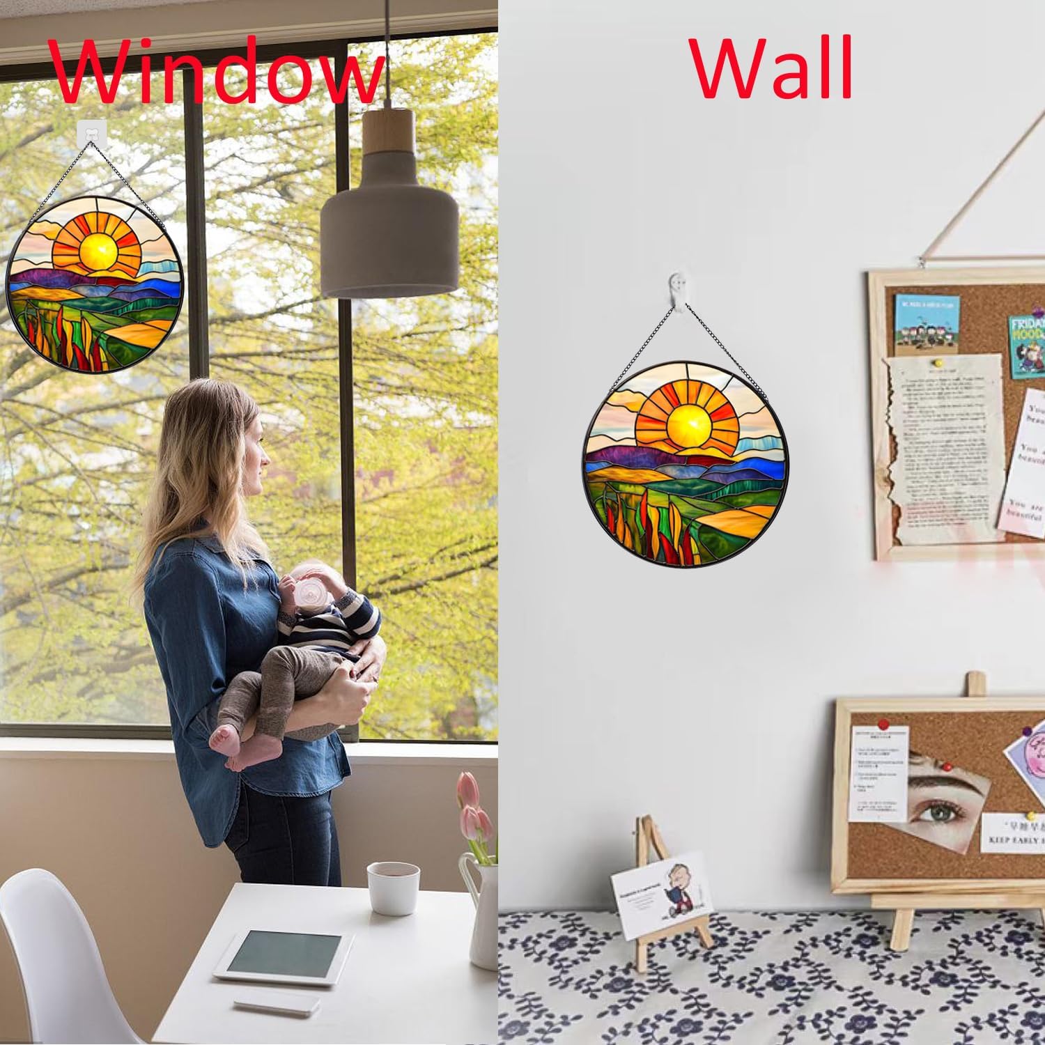 Payutou Sunrise Hanging Stained Glass Window Suncatcher