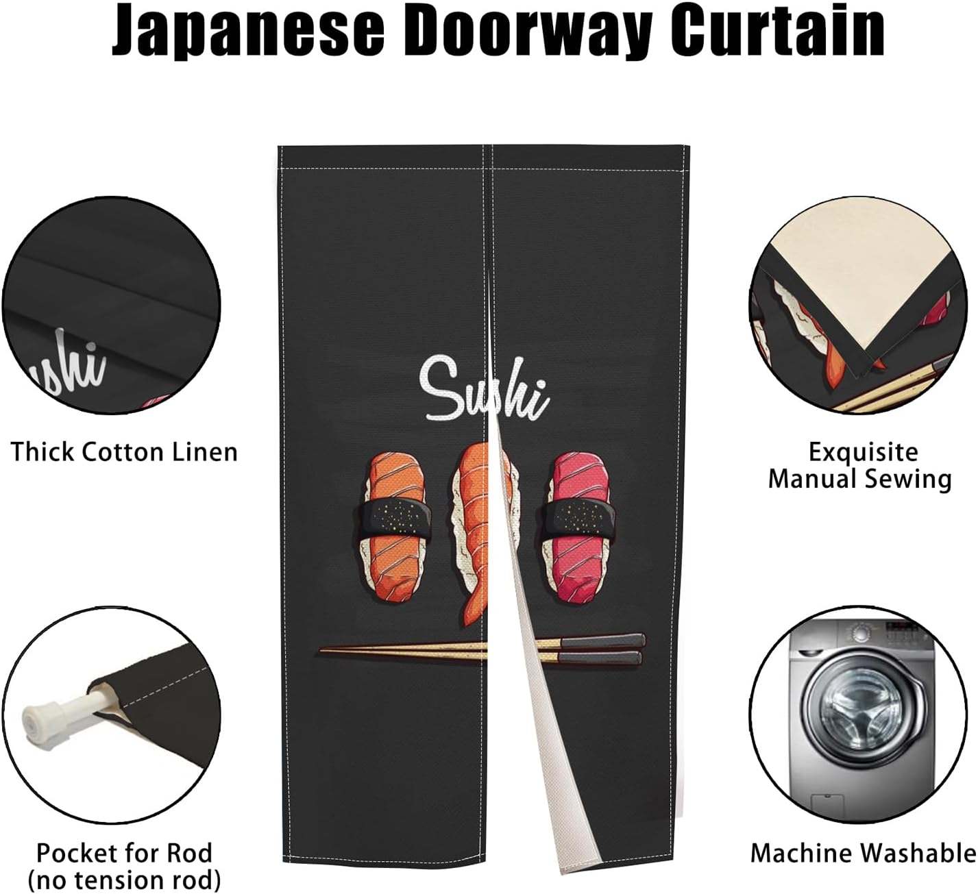 Traditional Japanese Noren Door Curtain Cotton Linen 335 x 709 Inches