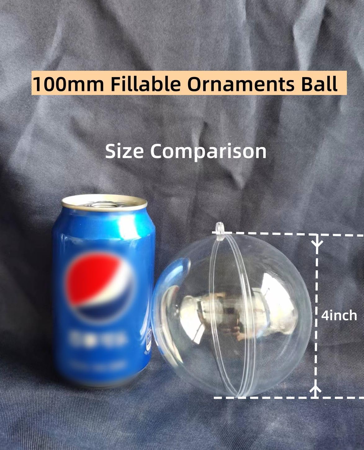 KENAST Clear Fillable Ornaments Ball 6pcs 100mm DIY Decor