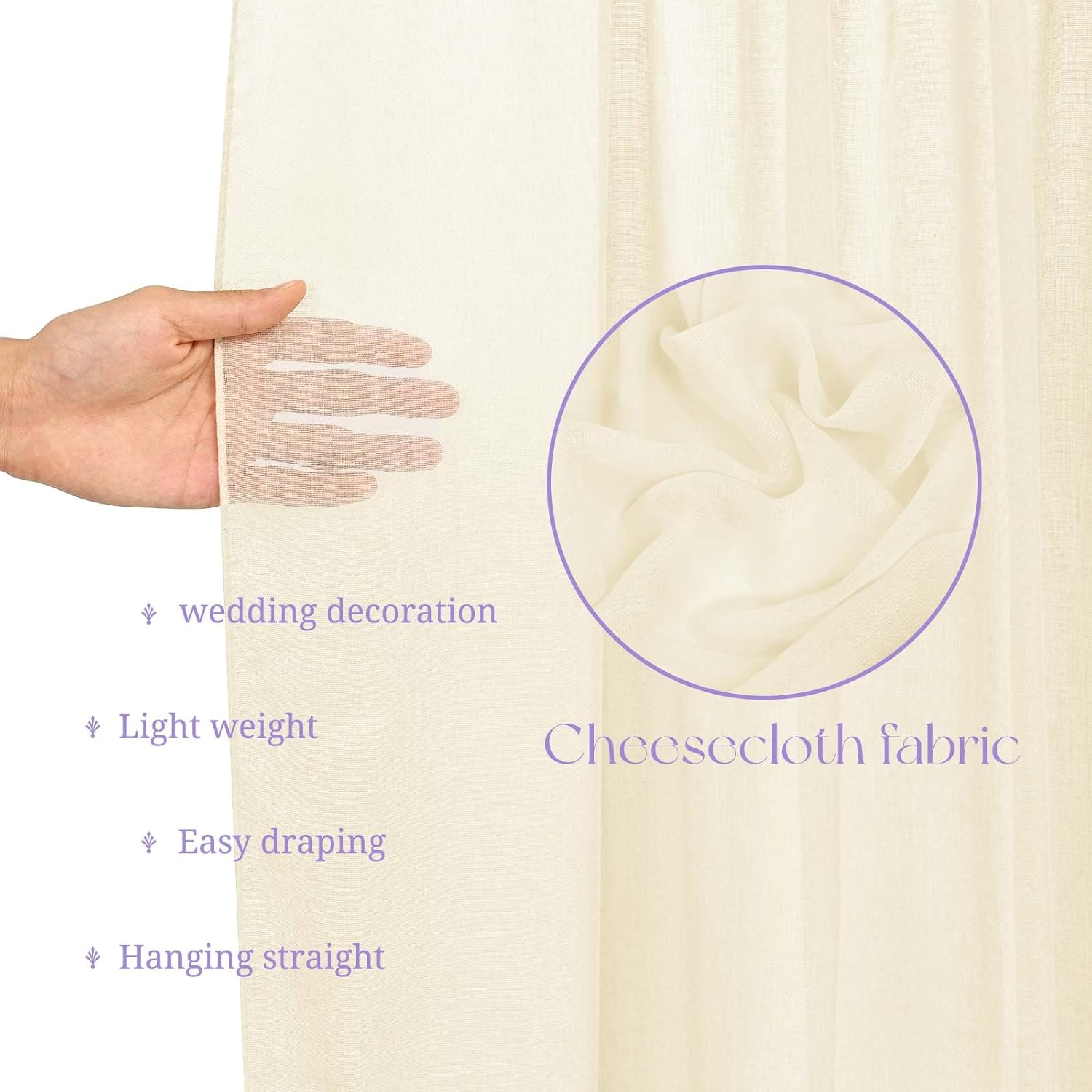 6 Panels Ivory Ceiling Drapes for Wedding
