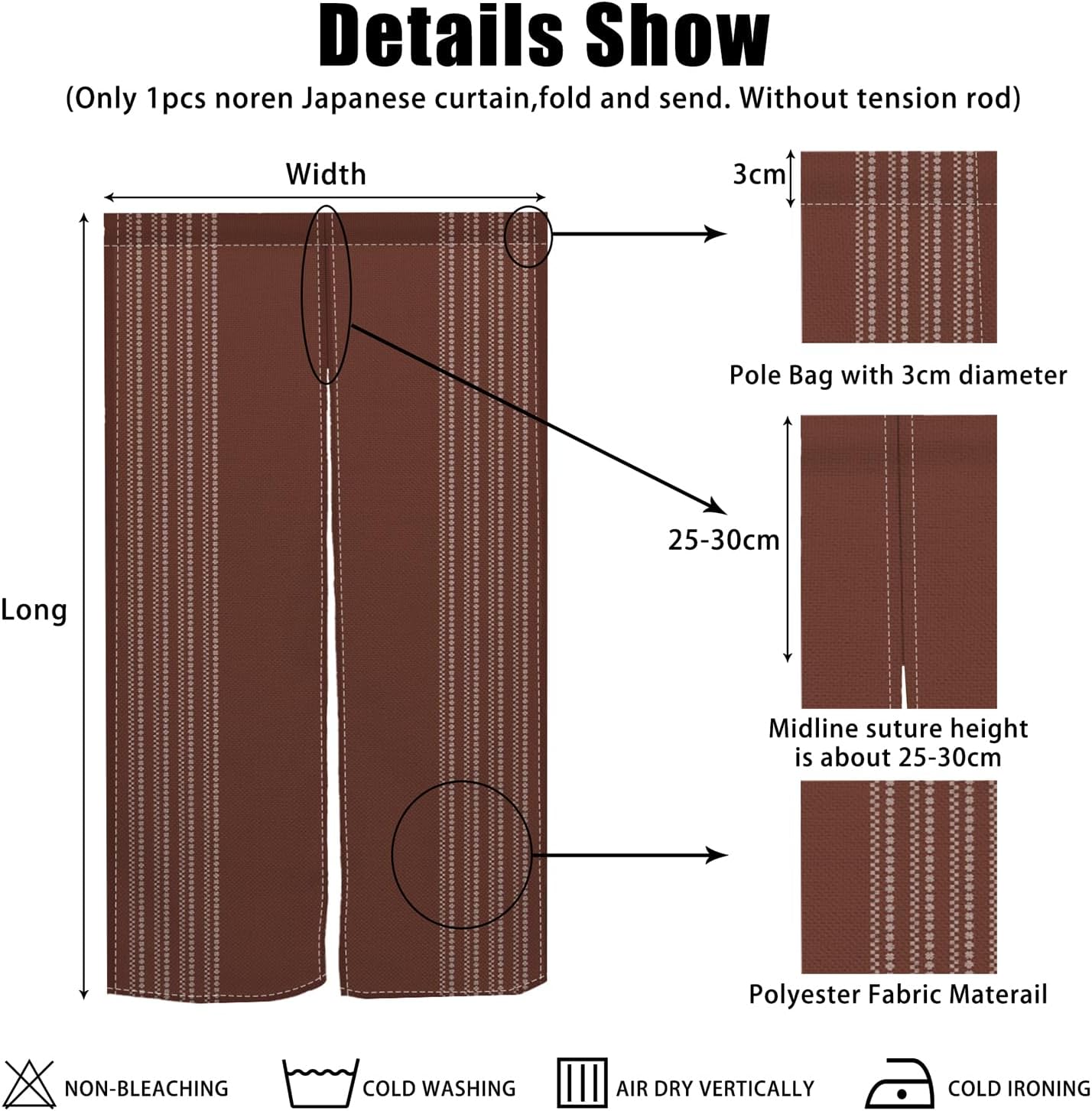 Japanese Style Noren Curtain Panel 34x60 Inch
