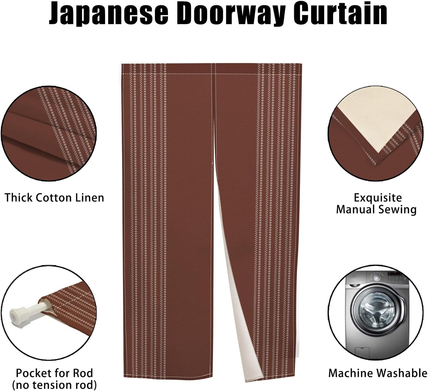 Japanese Style Noren Curtain Panel 34x60 Inch