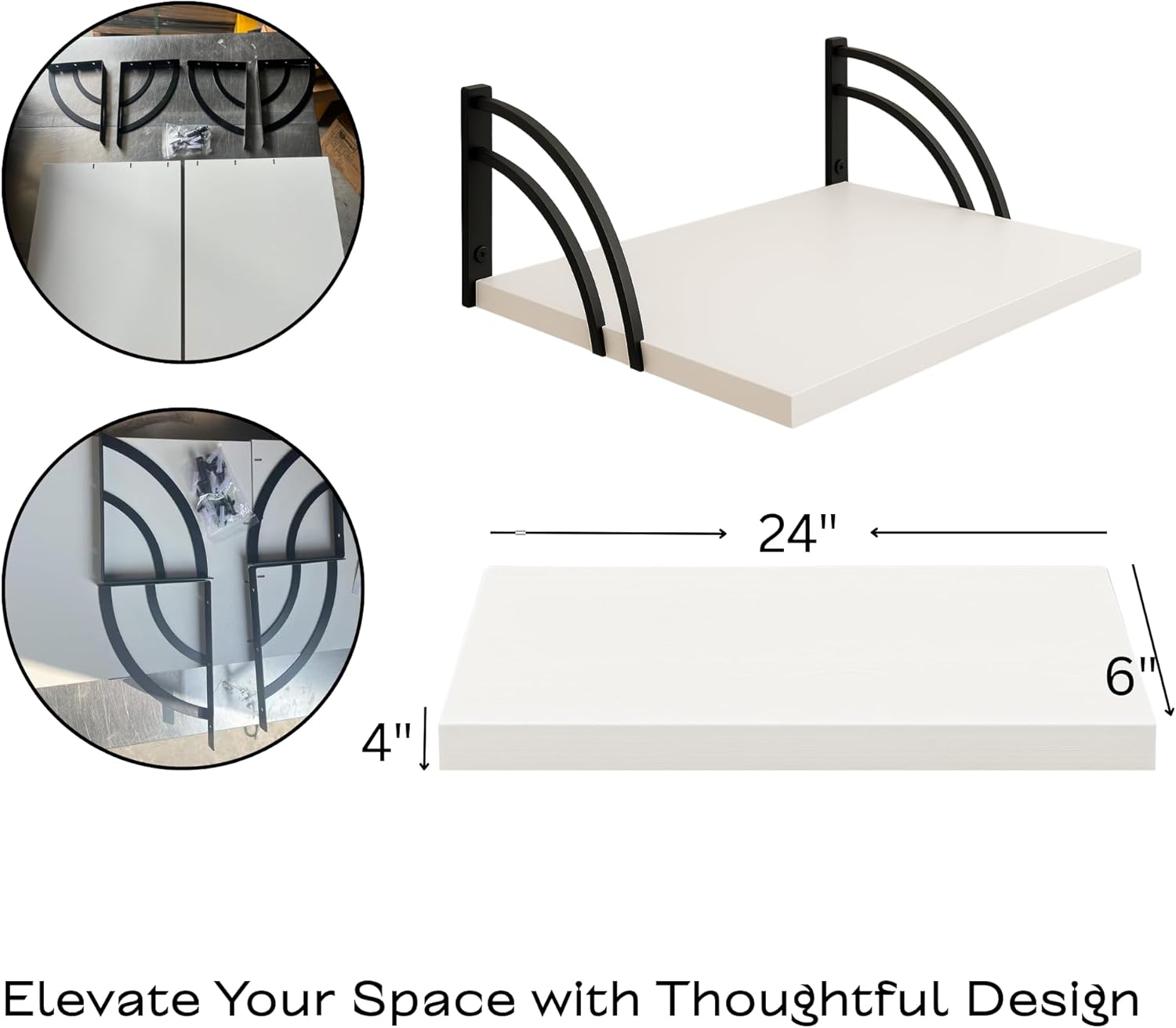 Deep Floating Wall Shelves - Invisible Mount - White