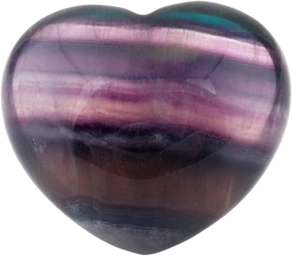 Rockcloud Fluorite Heart Worry Stone Chakra Healing Crystal
