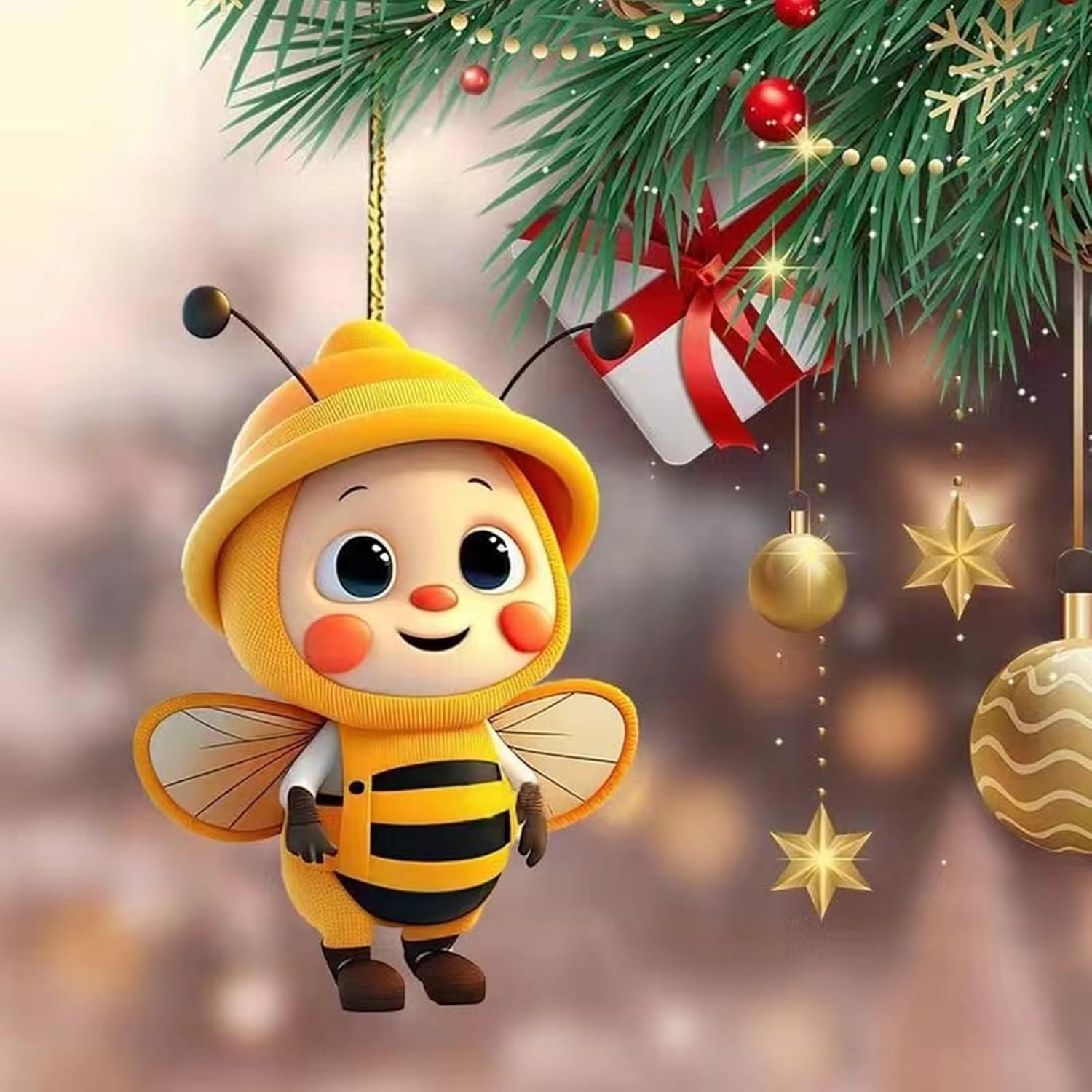 Acrylic Bees Car Rear View Mirror Hold Ornament