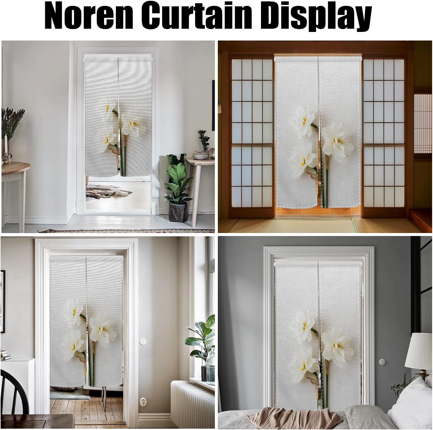 Noren Door Curtain with Bloomy Flower Print