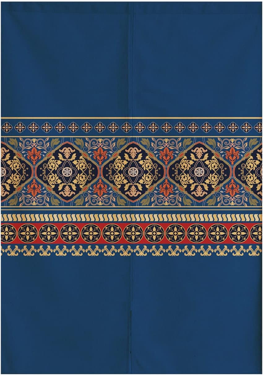 Japanese Noren Door Curtain Blue Tribal Boho Style