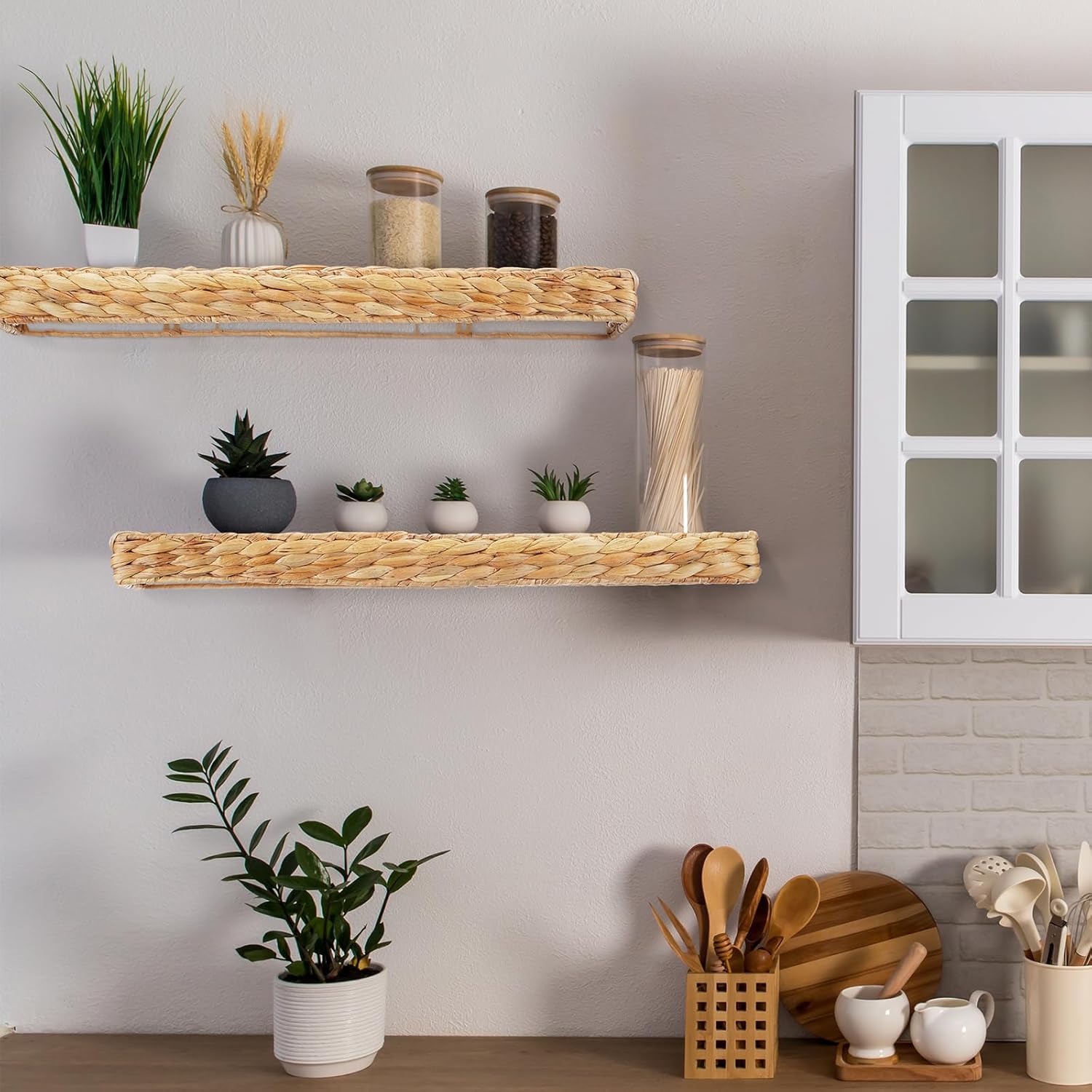 Pinkunn 2 Pack Rustic Floating Wall Shelves for Home Use
