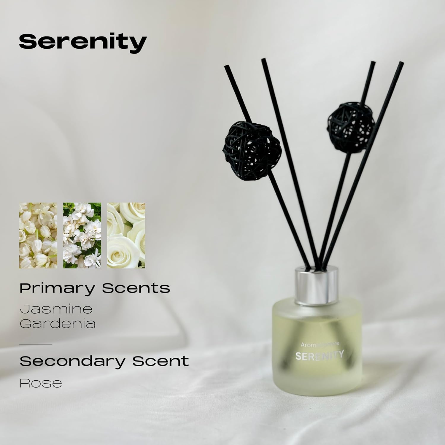 AromaSphere Reed Diffuser Set of 3 Eucalyptus Jasmine Lemongrass