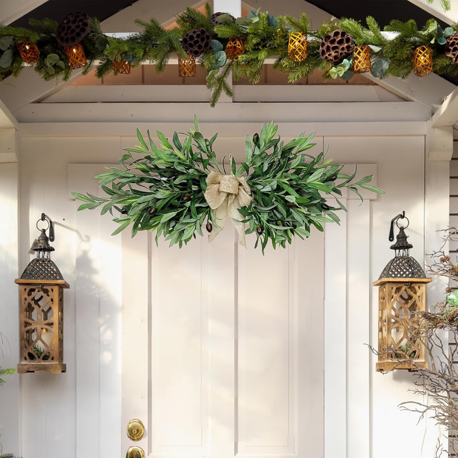 Faux Olive Swag Wreath 24 Inch Green Home Decor