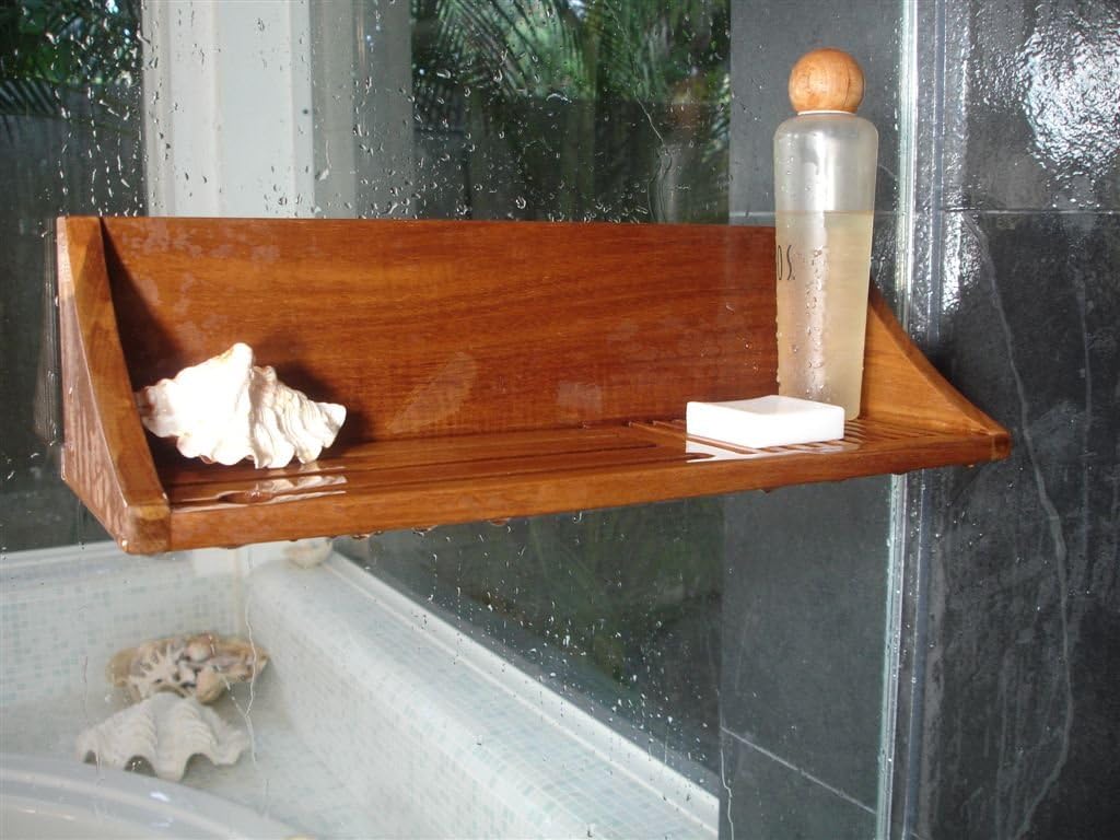 AquaTeak Original Moa Straight Teak Shower Shelf