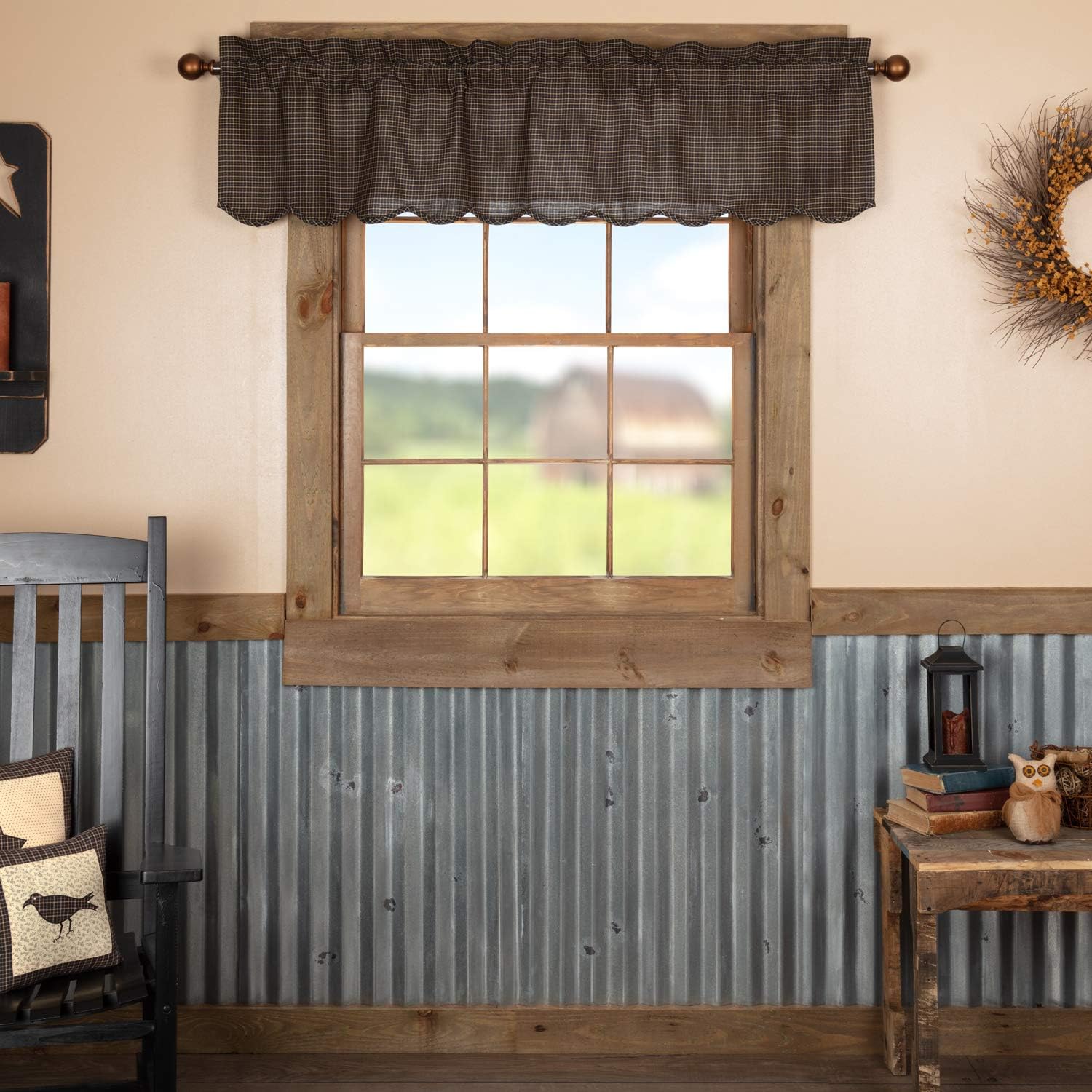 VHC Brands Kettle Grove Window Curtain Black 16x60