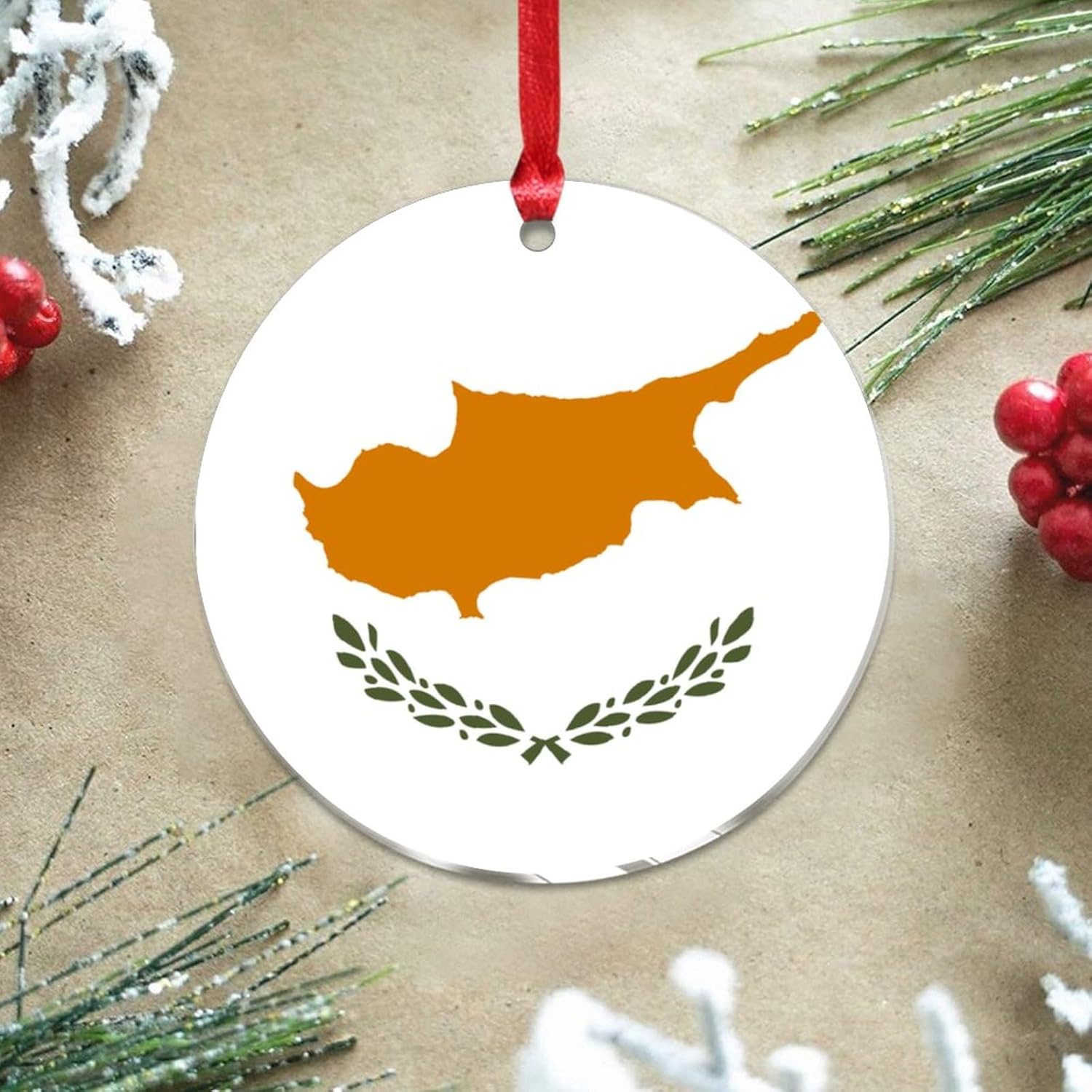 3 Clear Acrylic Christmas Ornaments 2023 Cyprus Flags Decorative Baubles