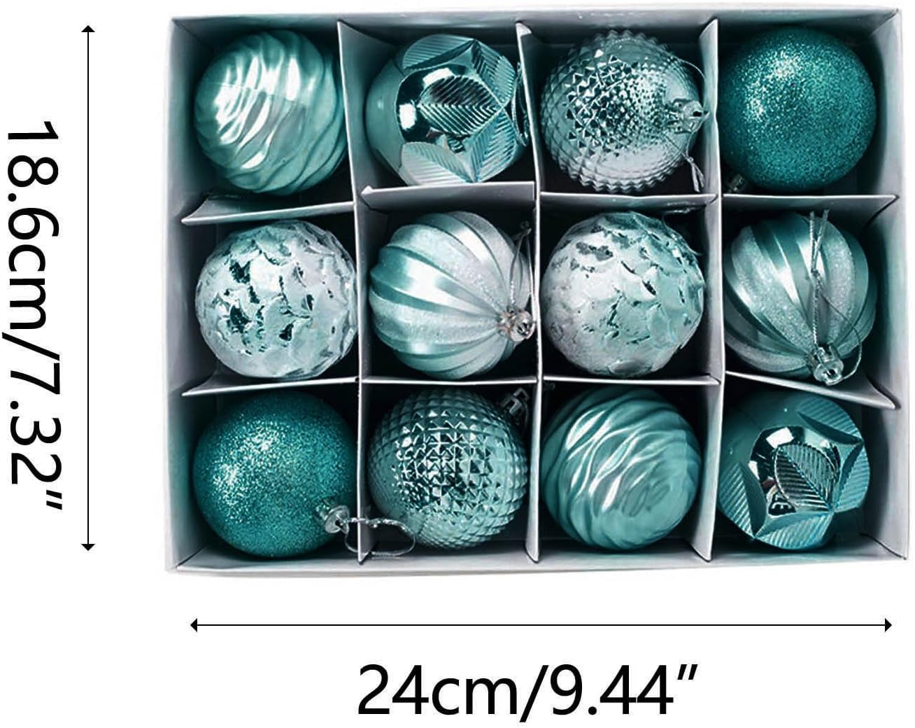 12PCS Flocked Christmas Balls 2023